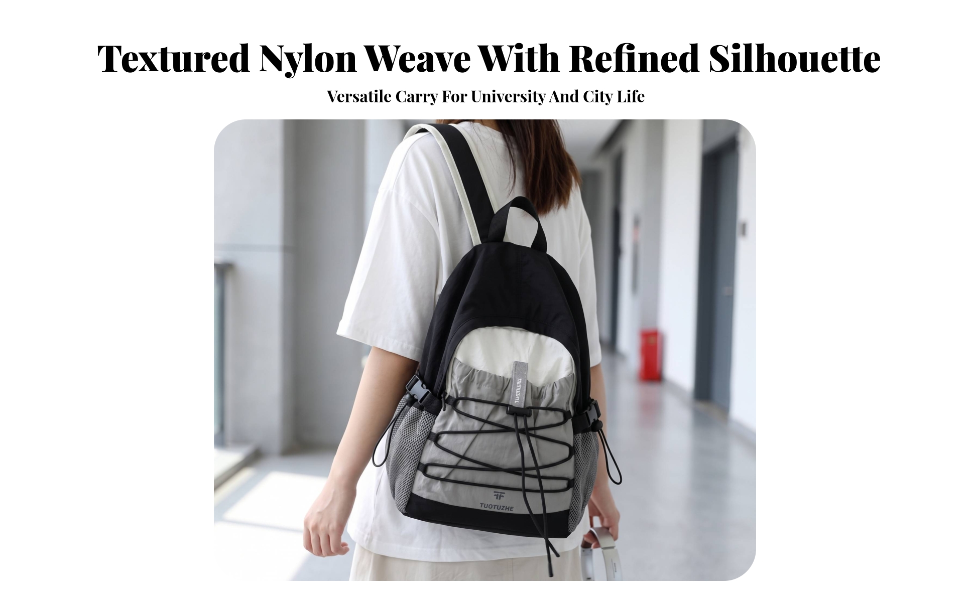 Nylonrucksack Sportlich Rucksack mit Kordelzugtasche Verstellbar für Studenten