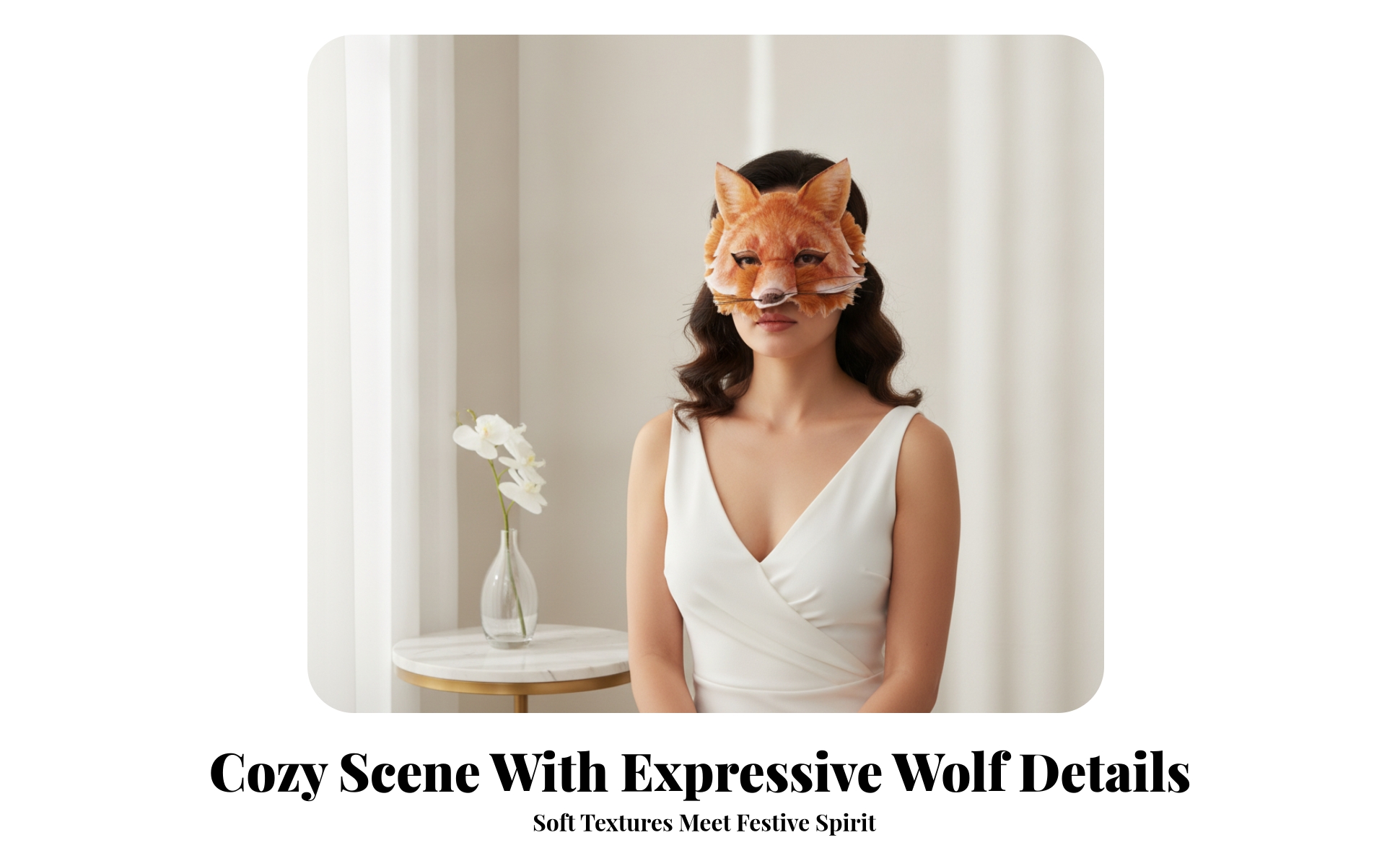 Animal Masquerade Mask Furry Animal Mask Soft-Textured for Cosplay, Photo Shoots