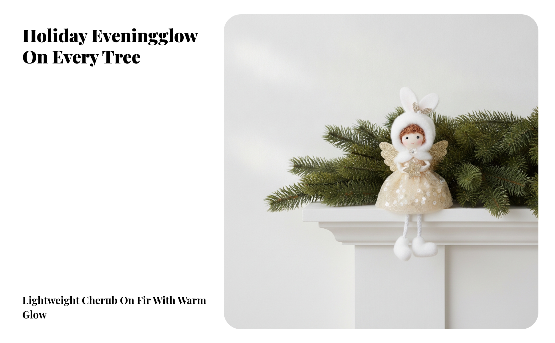 Angel Ornament with Bunny Ears Fairy-Inspired for Holiday Display, Wreaths, Kids