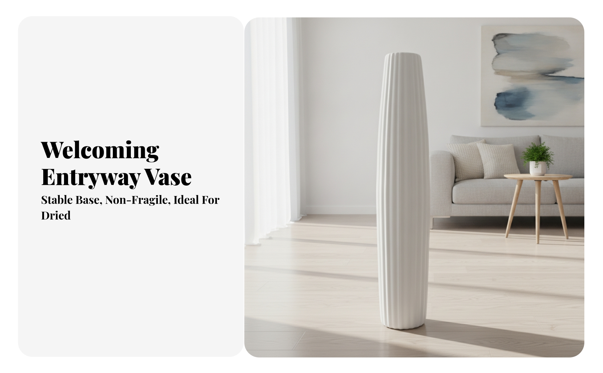 Blow-Molded Floor Vase Nordic Style for Fortunate Bamboo Display, Reading Nook