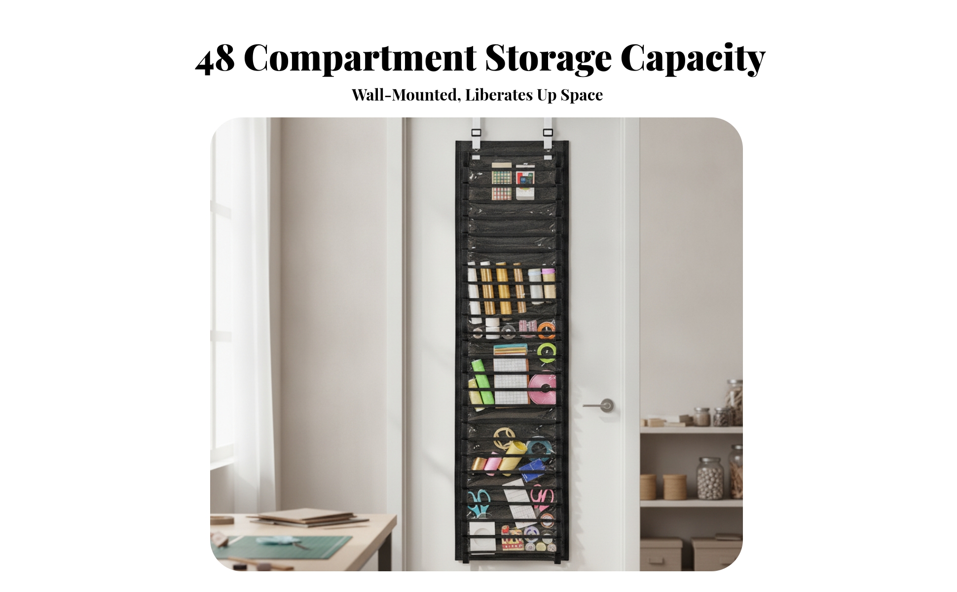 Wall Hanging Organizer with Pockets Transparent for Bedroom, Sewing Room