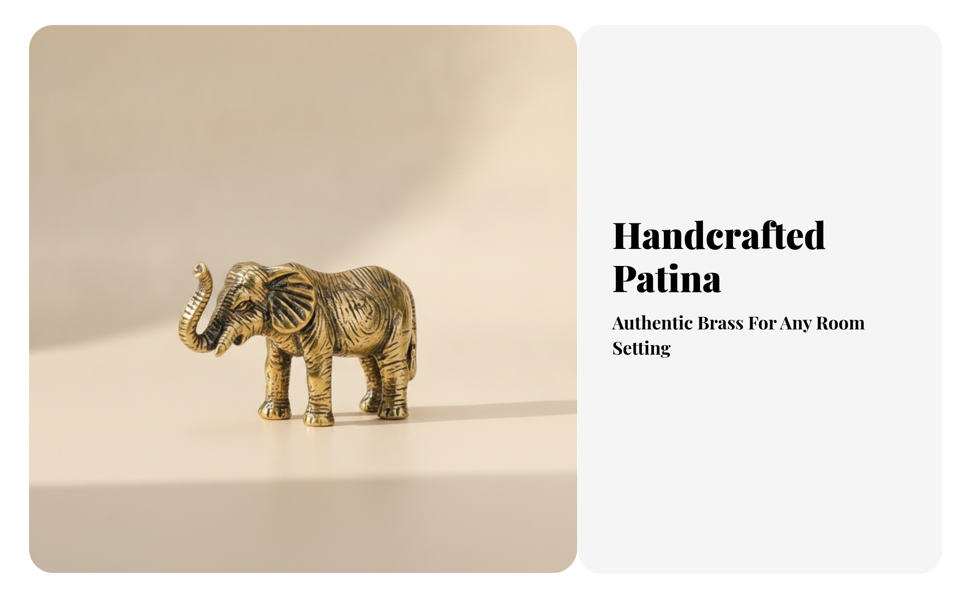 Elephant Figurine with Raised Trunk Antique-Style Brass Elephant Figurine