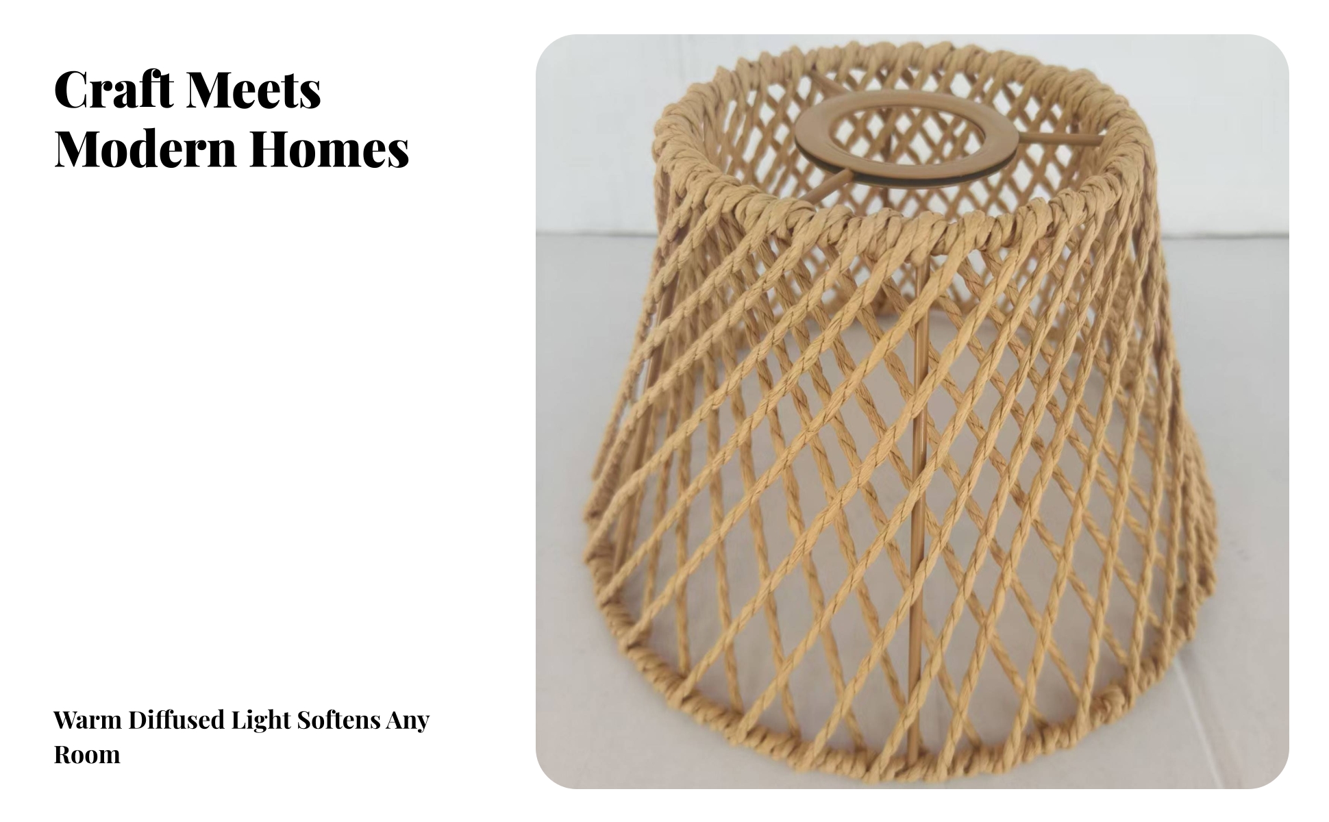Woven Paper Rope Lamp Shade Handwoven Pendant Lamp Shade Natural for Dining Room