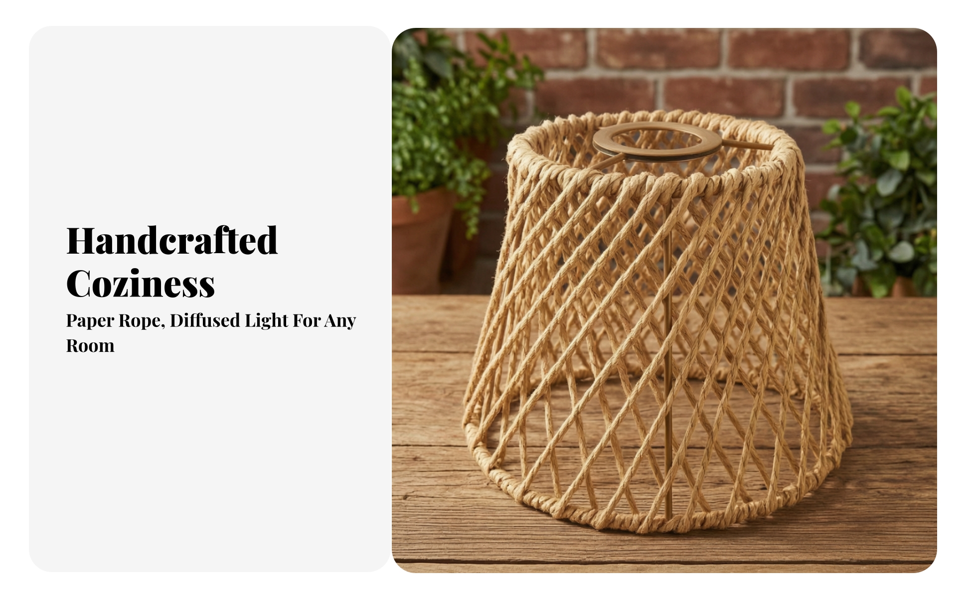 Woven Paper Rope Lamp Shade Handwoven Pendant Lamp Shade Natural for Dining Room
