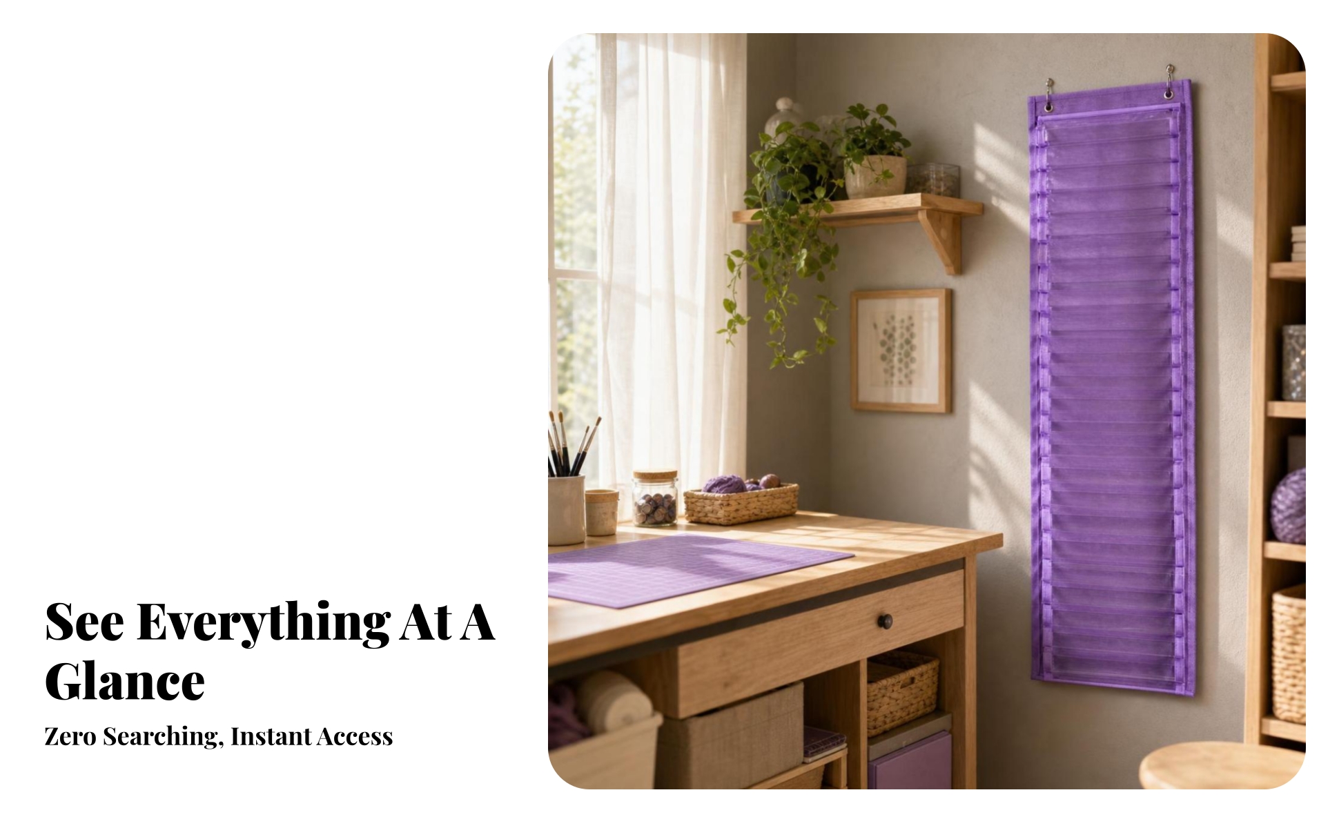 Wall Hanging Organizer with Pockets Transparent for Bedroom, Sewing Room