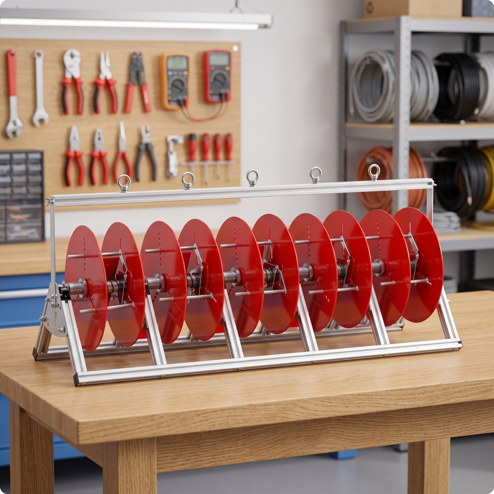 Wire Pay-off Rack Multi-Spool Cable Dispensing Frame for Workshops,