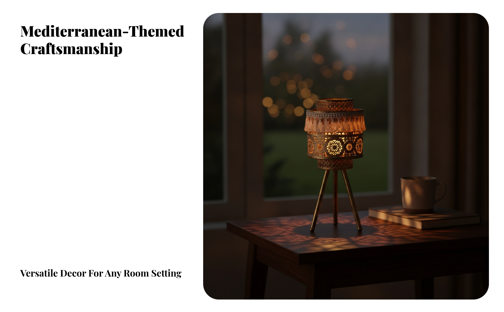 Candle Holder with Tassel Ornate Tripod Candle Stand Antique for Dining Room