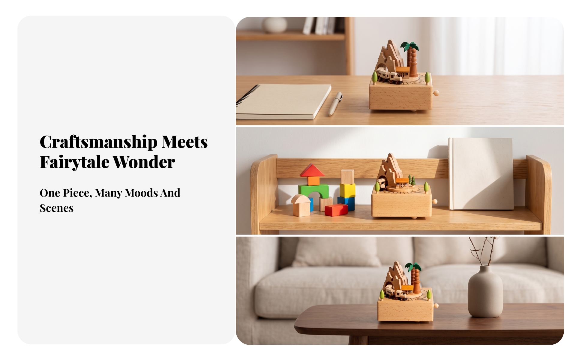 Wooden Melody Box with Train Miniature Wooden Melody Box Wind-up for Nursery