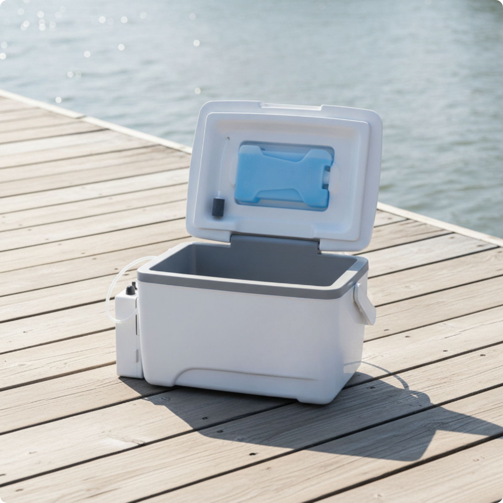 Box Rigid Live Cooler with Aerator for Fishermen, Anglers
