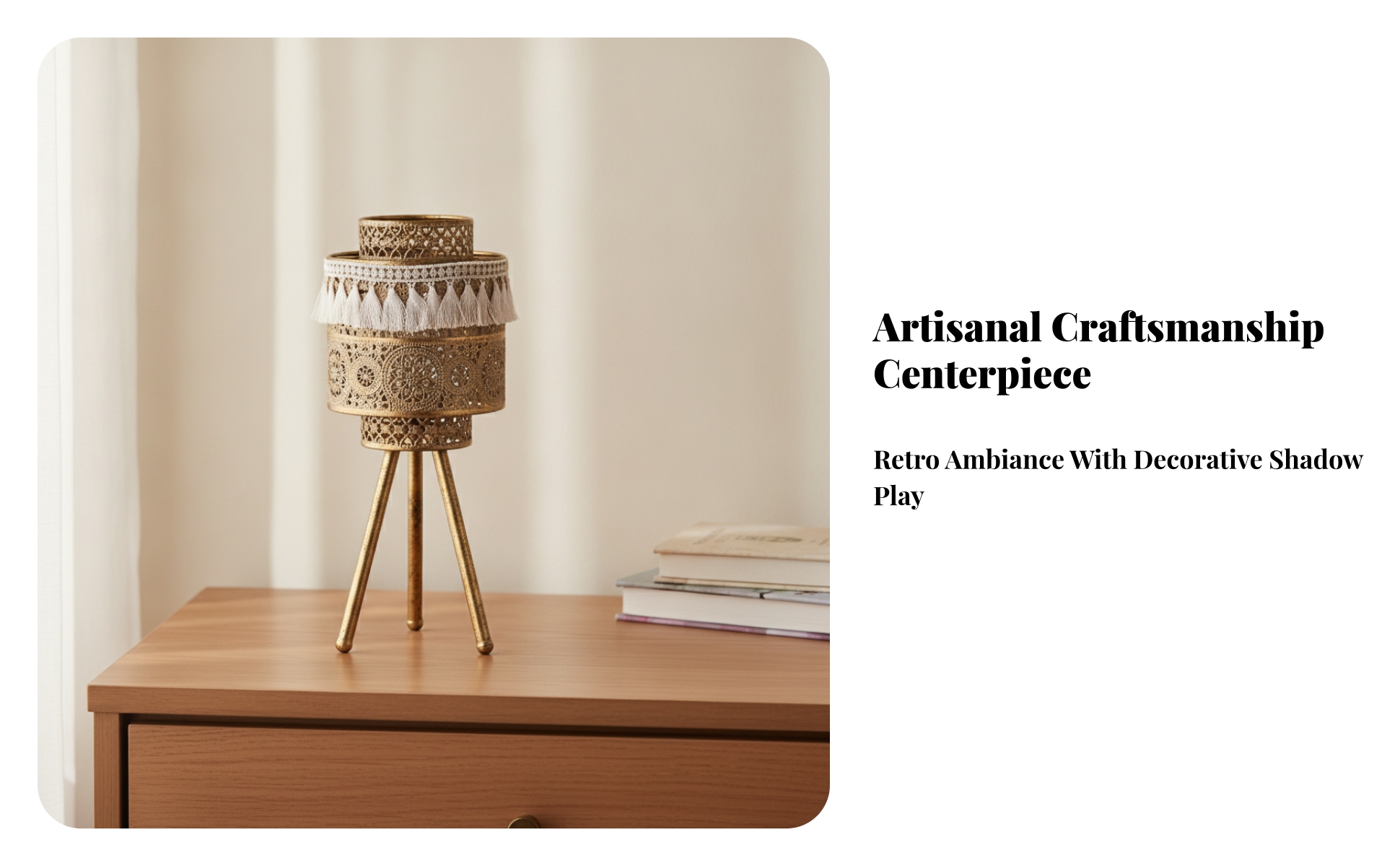 Candle Holder with Tassel Ornate Tripod Candle Stand Antique for Dining Room