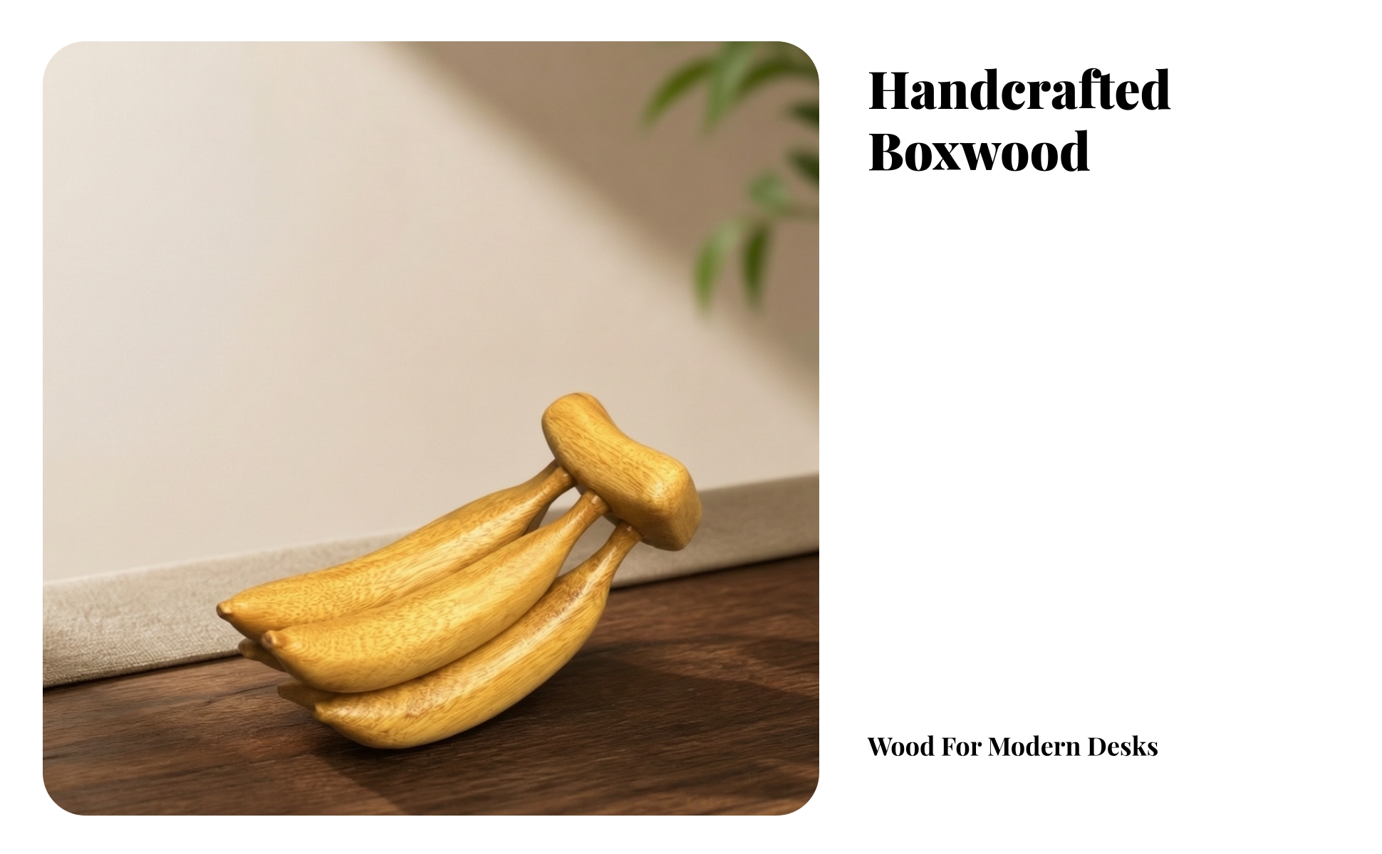 Bananen-skulptur aus buchsbaum handgeschnitzt holzbanane fein poliert für regal