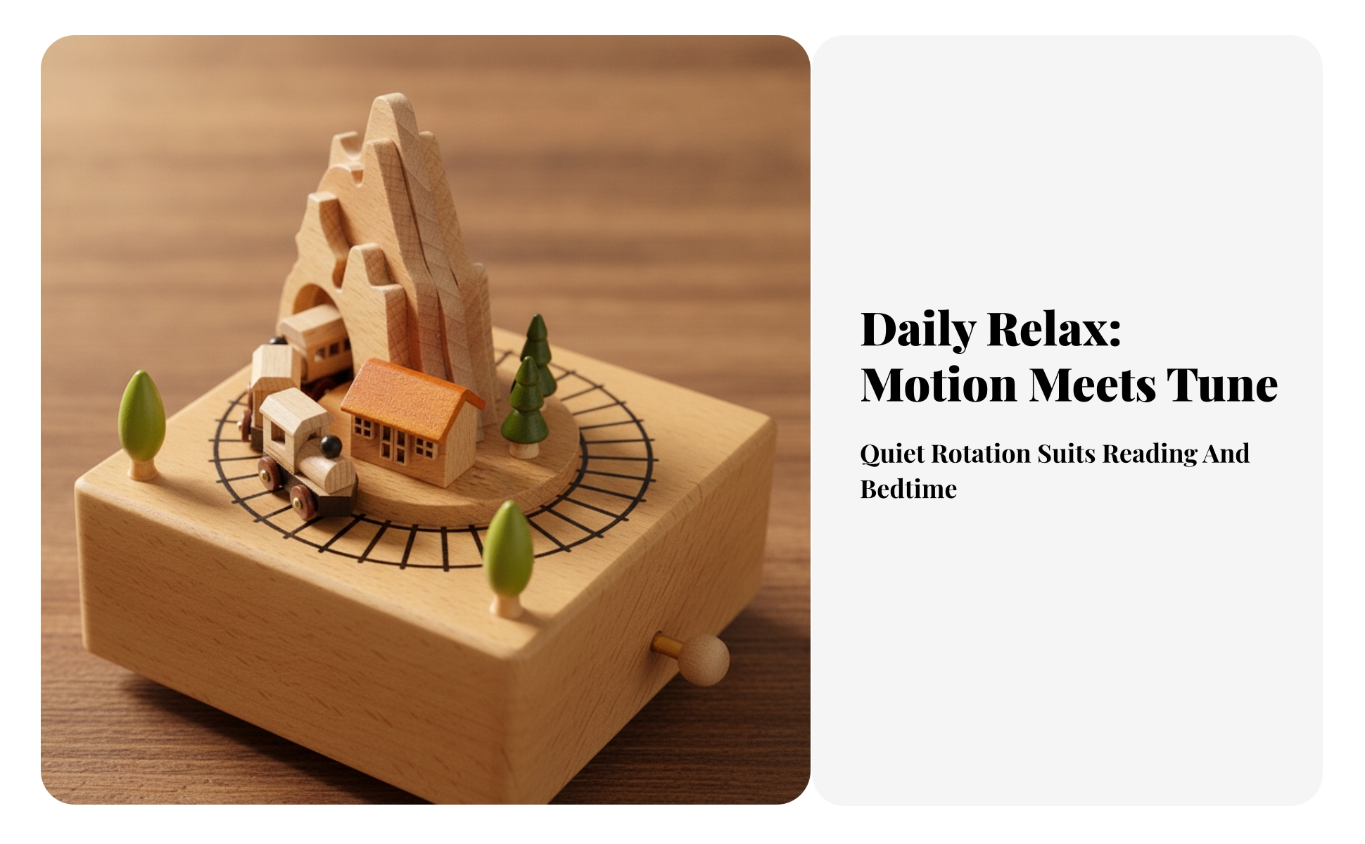 Wooden Melody Box with Train Miniature Wooden Melody Box Wind-up for Nursery