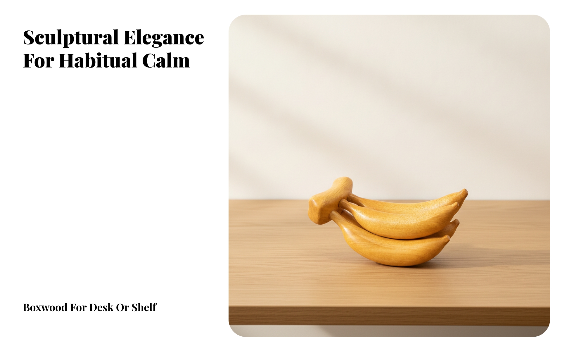 Bananen-skulptur aus buchsbaum handgeschnitzt holzbanane fein poliert für regal