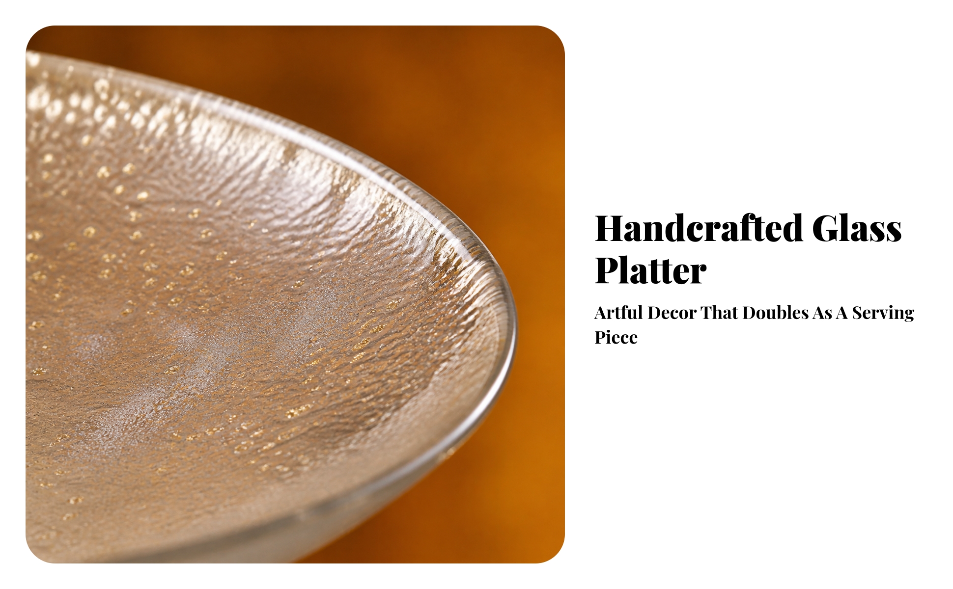 Glass Serving Plate Handmade Glass Serving Bowl Textured for Dining Table, Hosts
