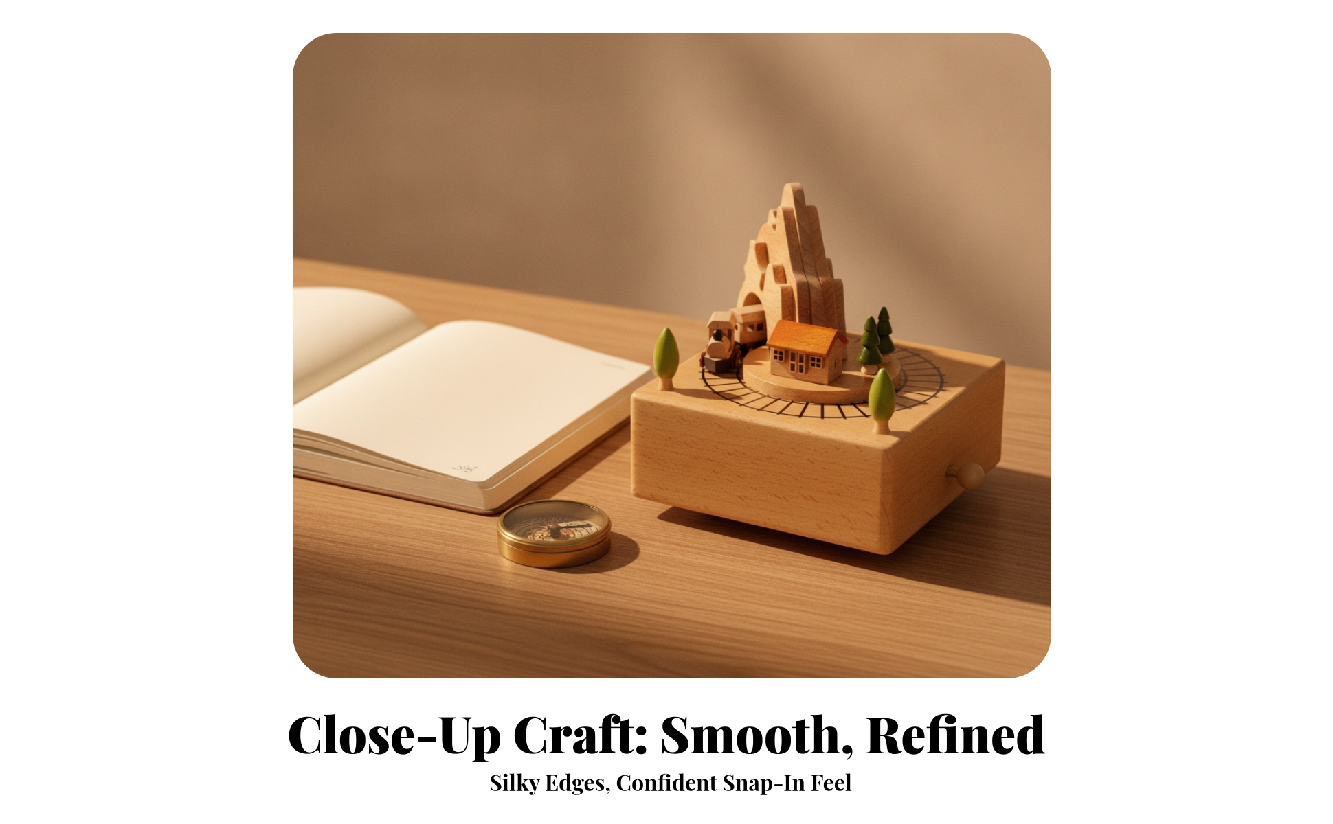 Wooden Melody Box with Train Miniature Wooden Melody Box Wind-up for Nursery