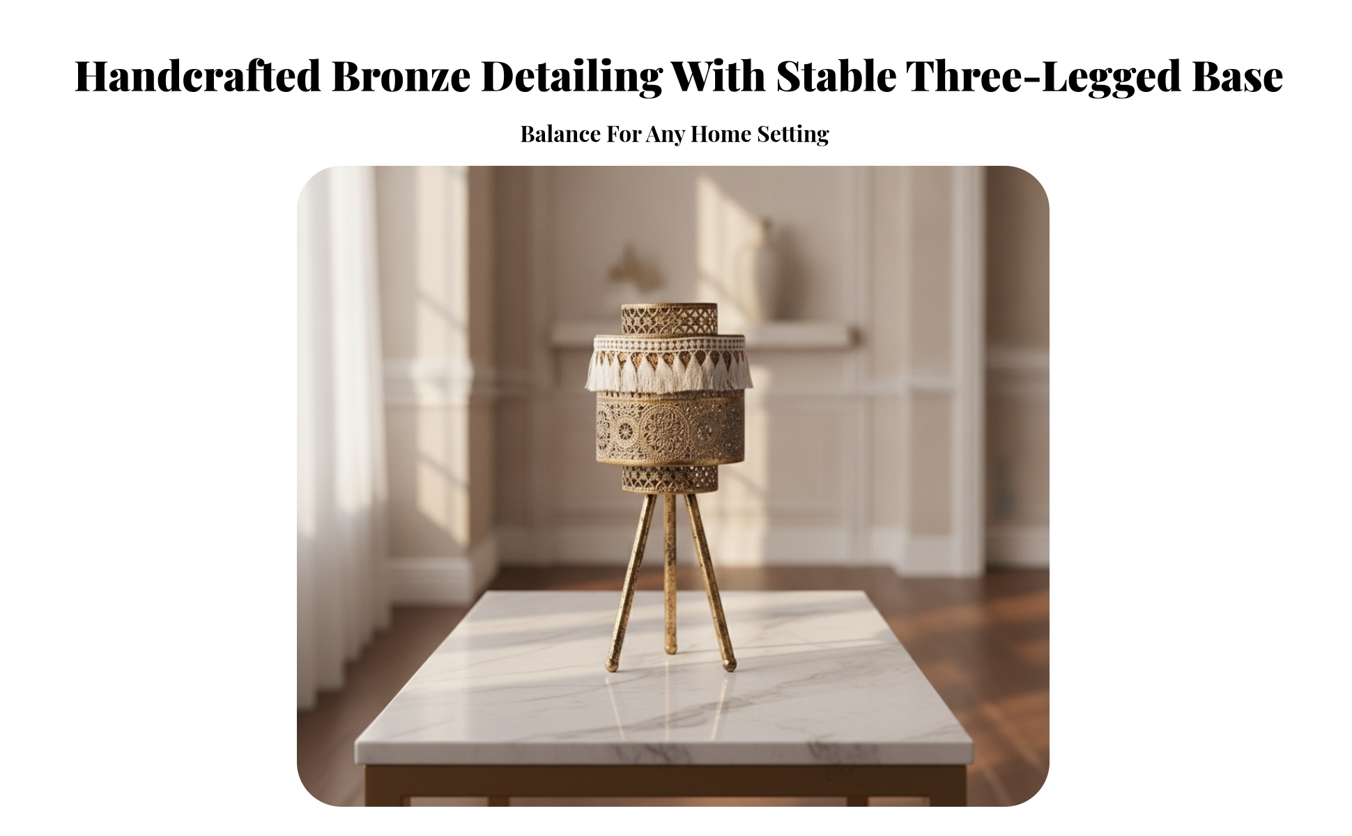 Candle Holder with Tassel Ornate Tripod Candle Stand Antique for Dining Room