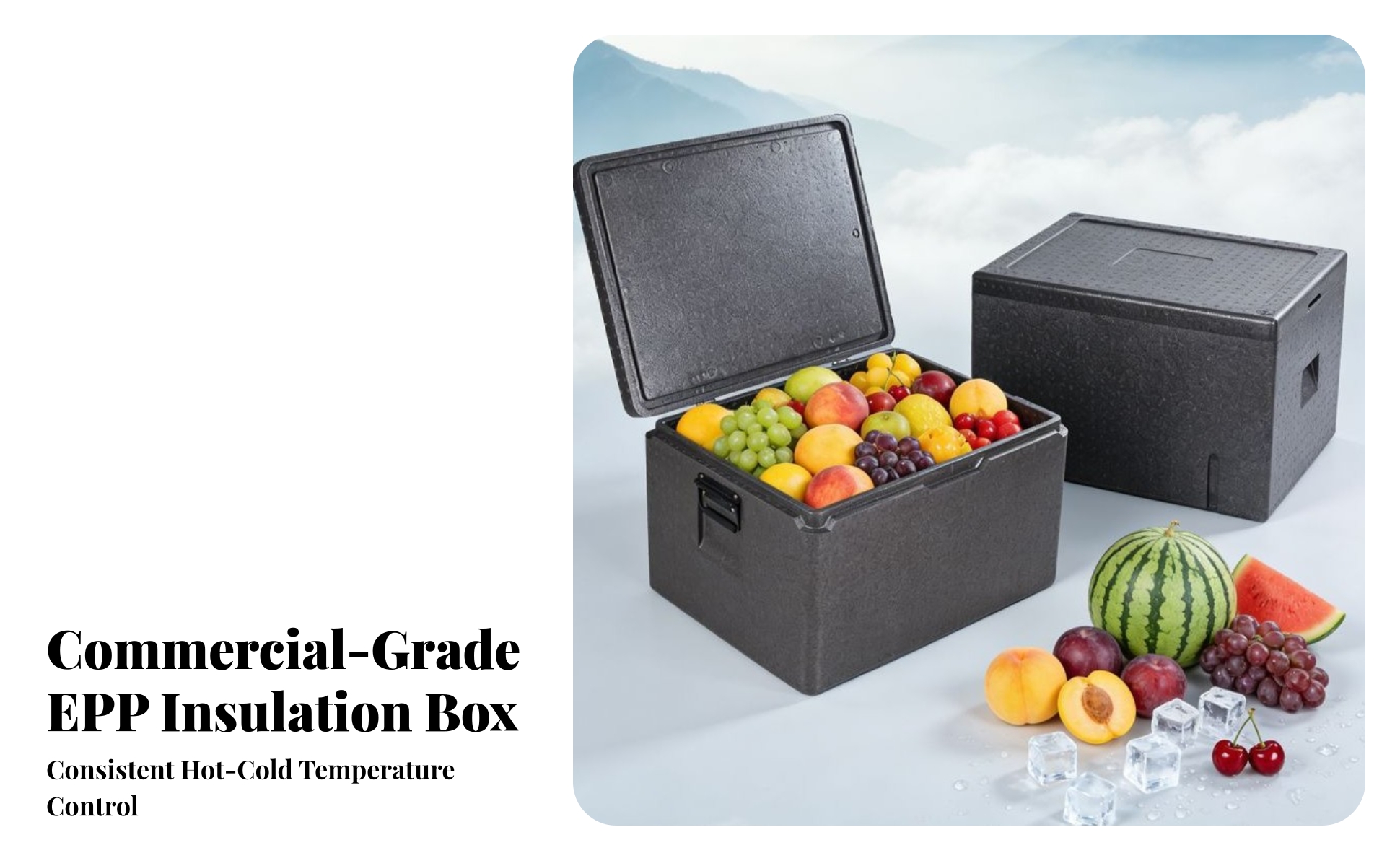 Expanded Polypropylene Cooler Box with Hinged Lid Heavy-Duty Insulated Foam Box