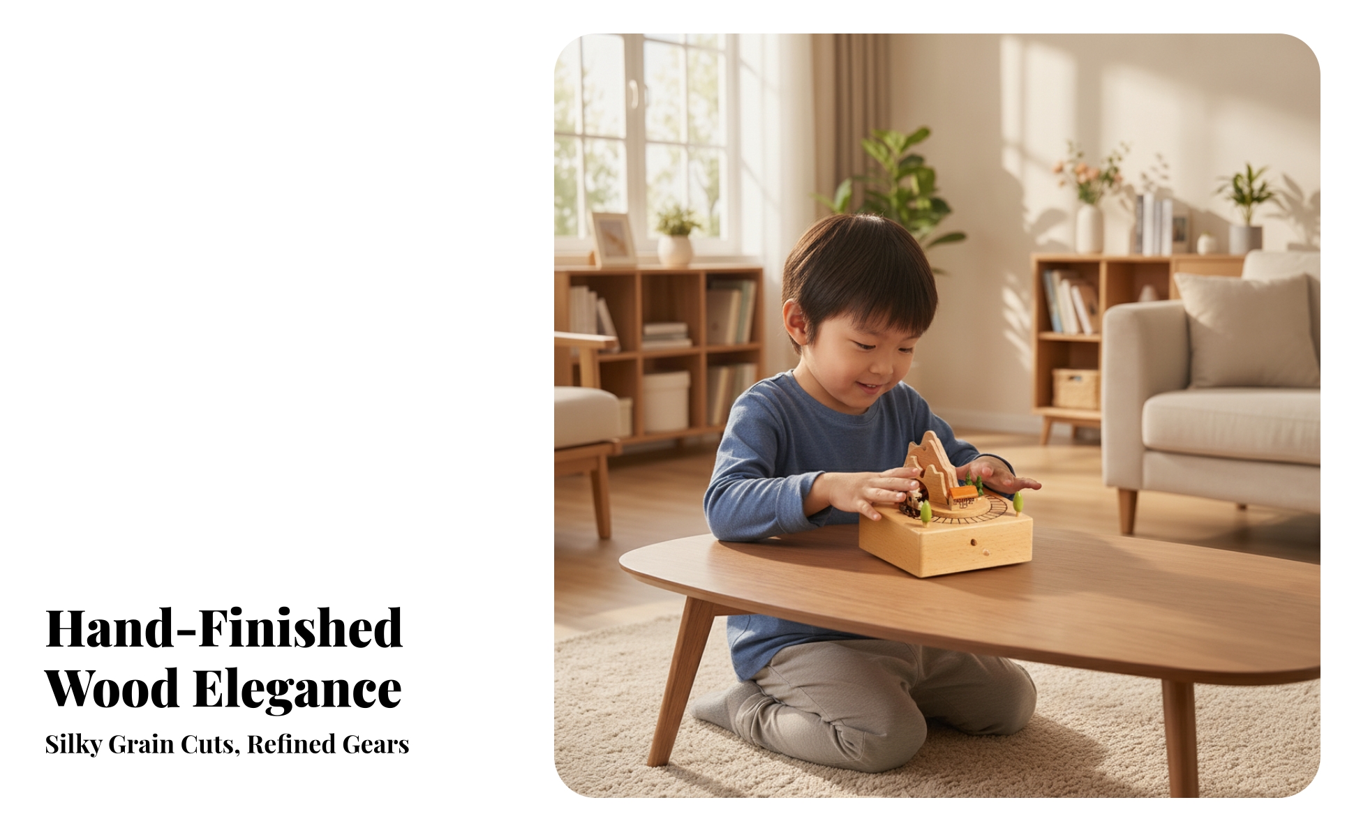 Wooden Melody Box with Train Miniature Wooden Melody Box Wind-up for Nursery