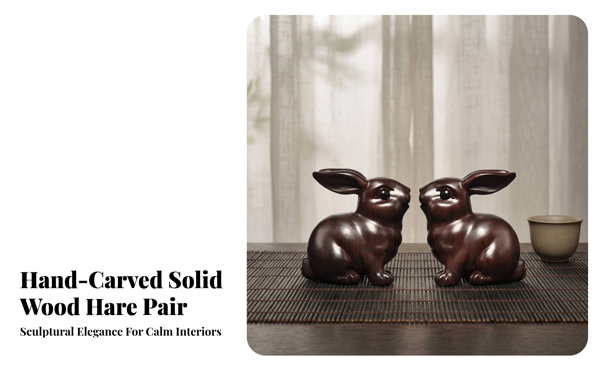 Figurine de Lapin En Bois Mignonne Statuette de Lapin En Bois Décorative