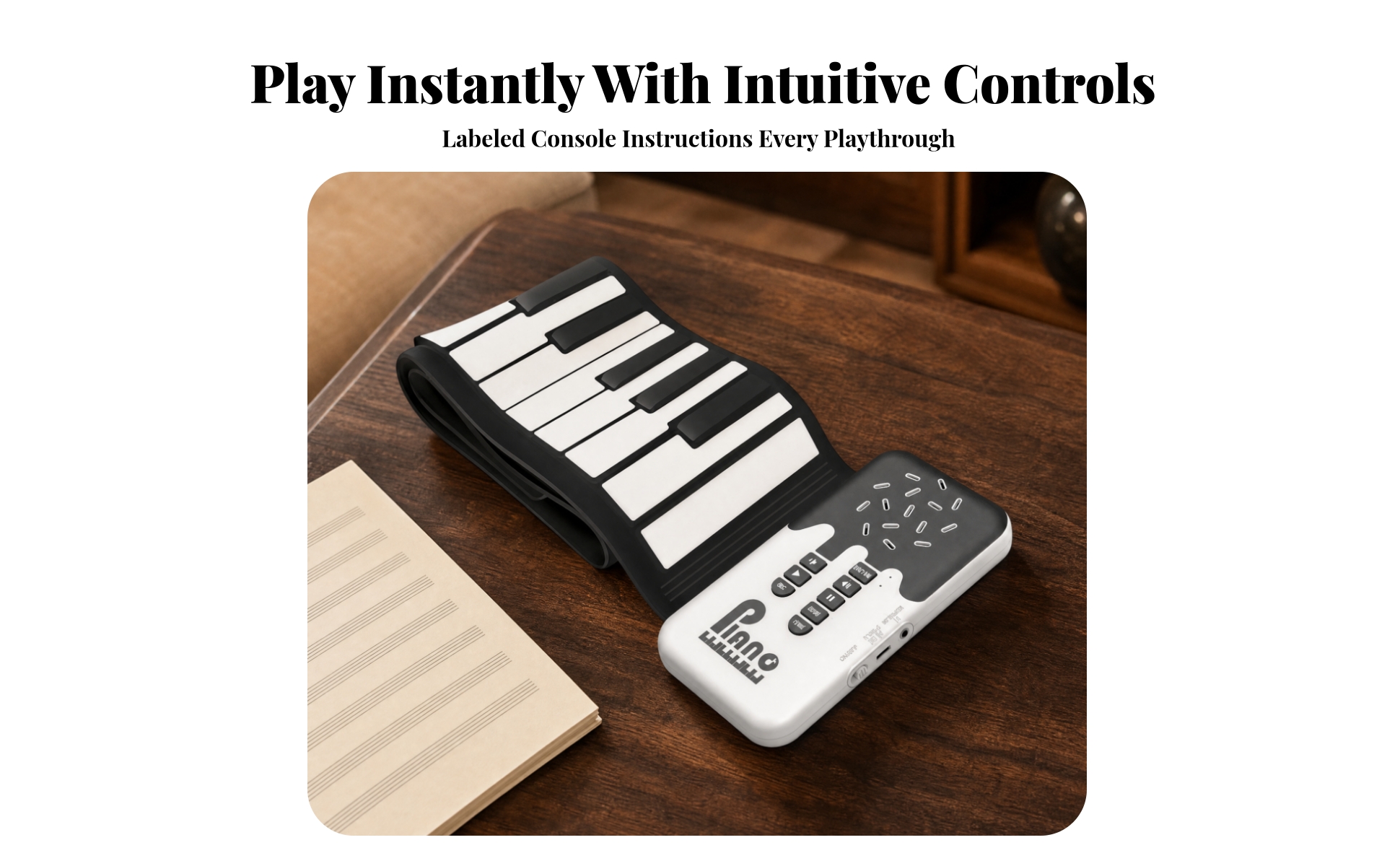 49-Key Roll-up Electronic Piano Beginner-Friendly for Beginners, Home Learners