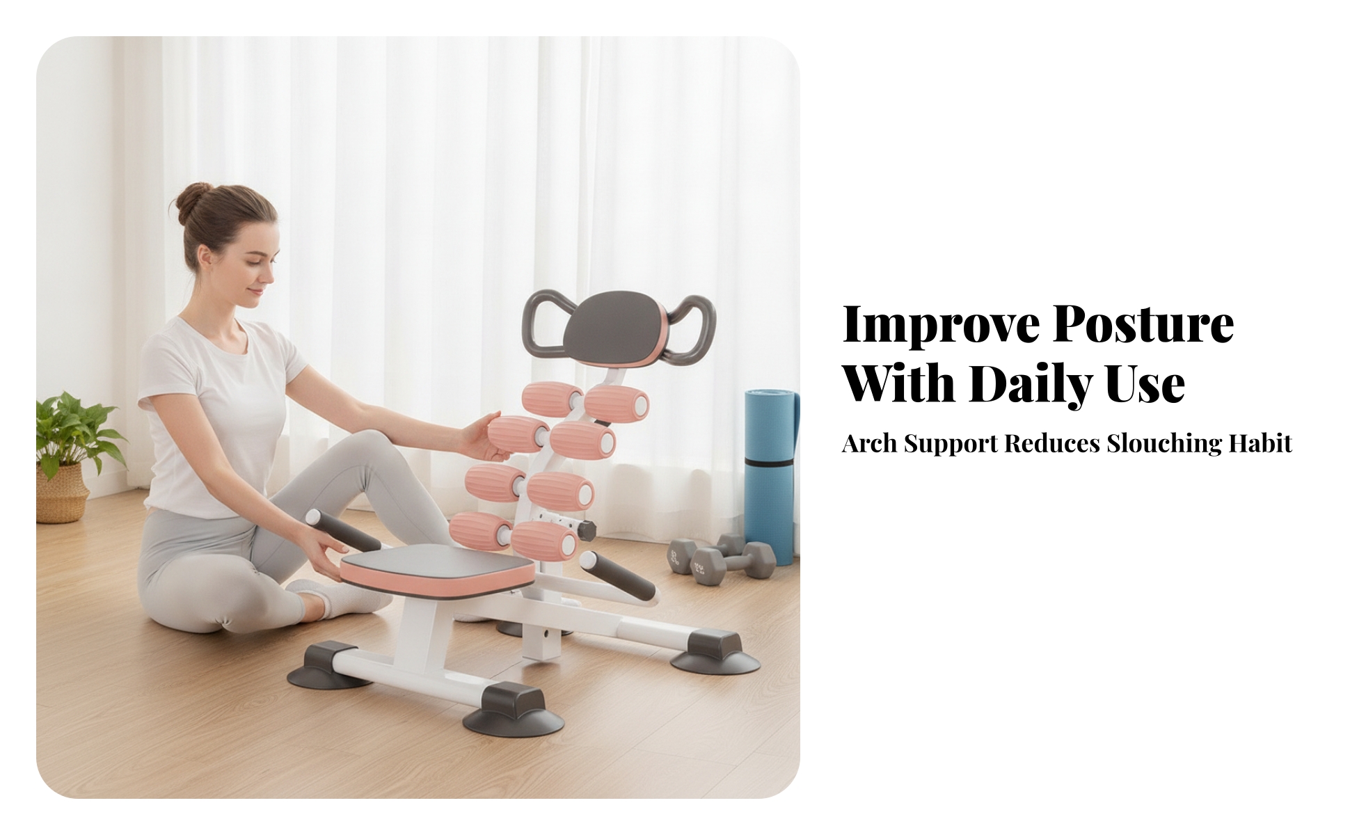 Back Extension Machine Curved Handgrips for Home Gym, Wellness Areas