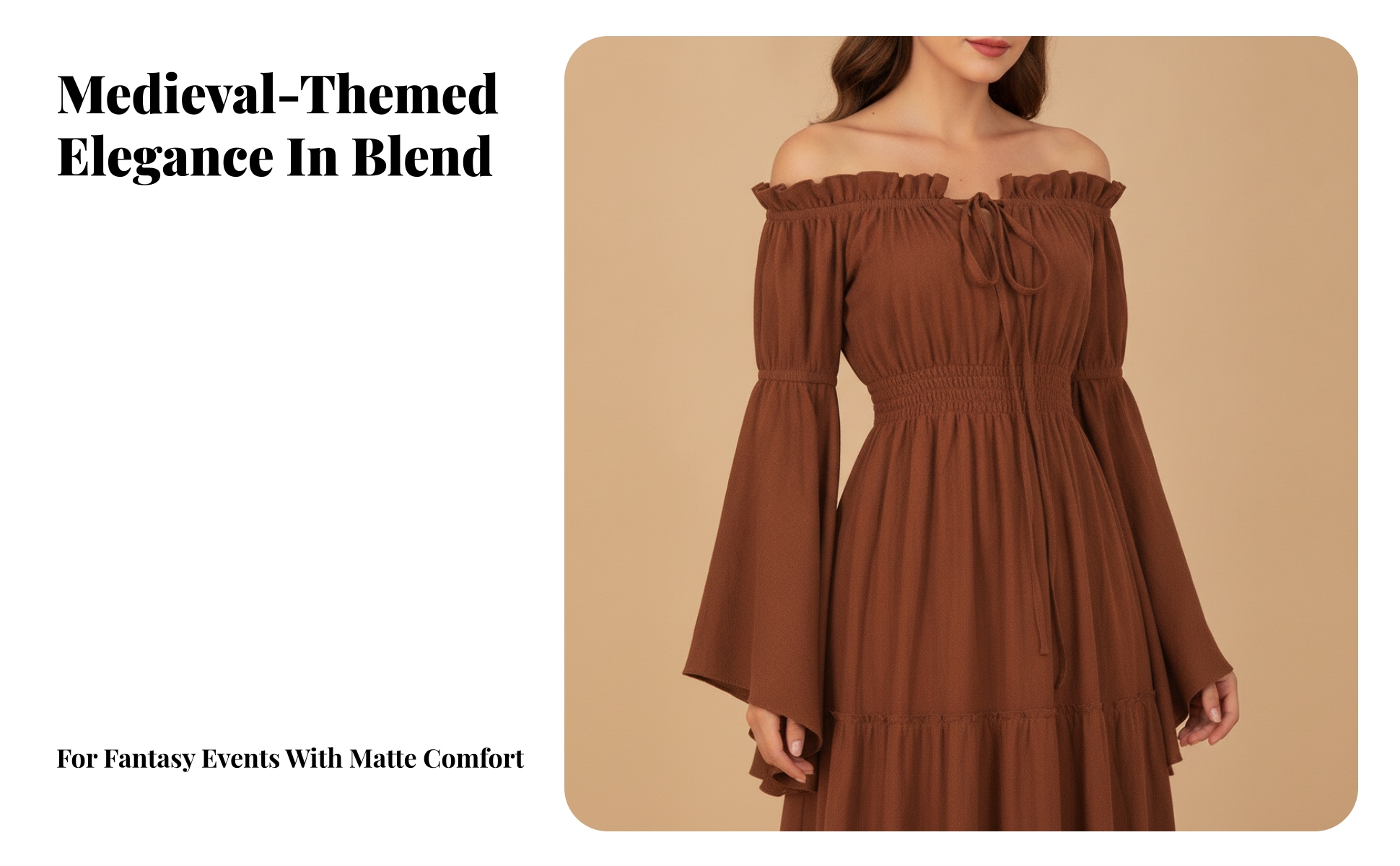 Tiered Dress with Flared Cuffs Flowing Long Sleeve Dress with Elastic Waist