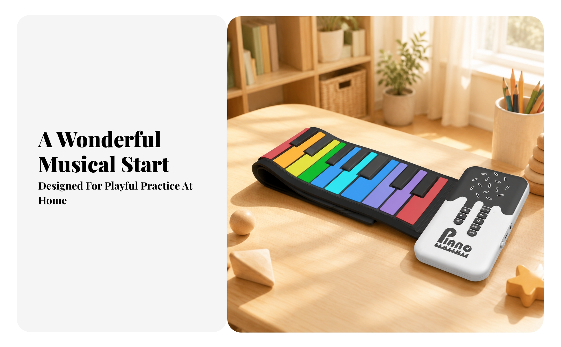 49-Key Roll-up Electronic Piano Beginner-Friendly for Beginners, Home Learners