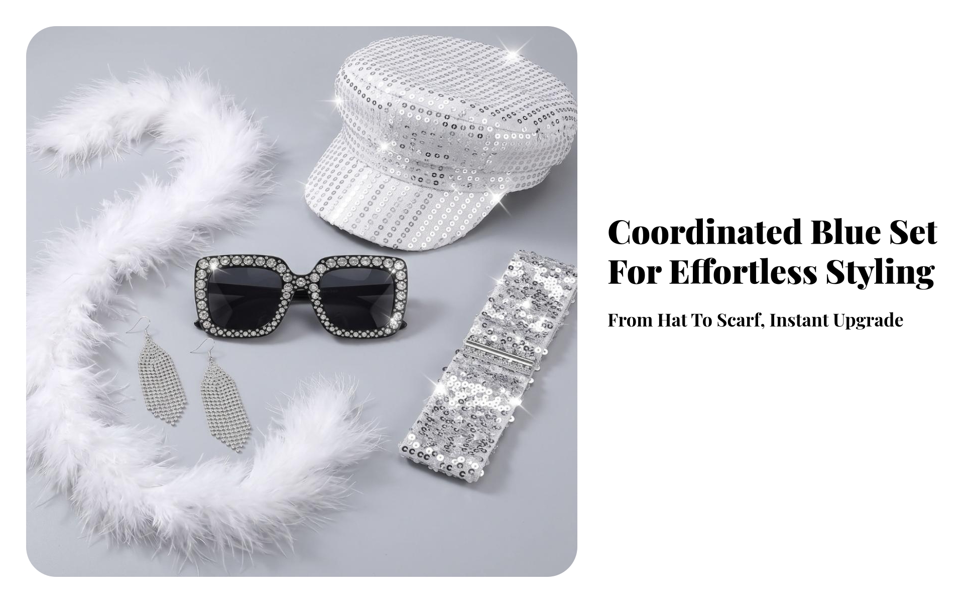 6 Pieces 70s Disco Accessory Set Retro Disco Costume Accessory Set Sequined