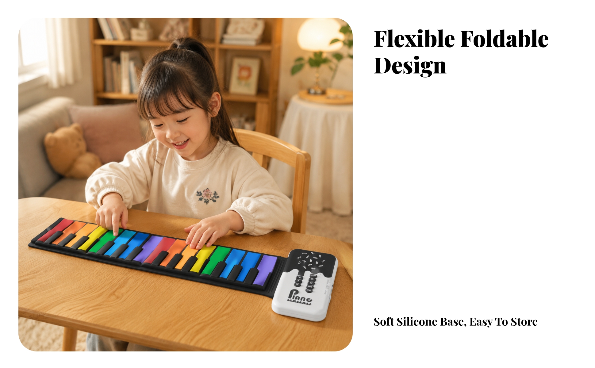 49-Key Roll-up Electronic Piano Beginner-Friendly for Beginners, Home Learners