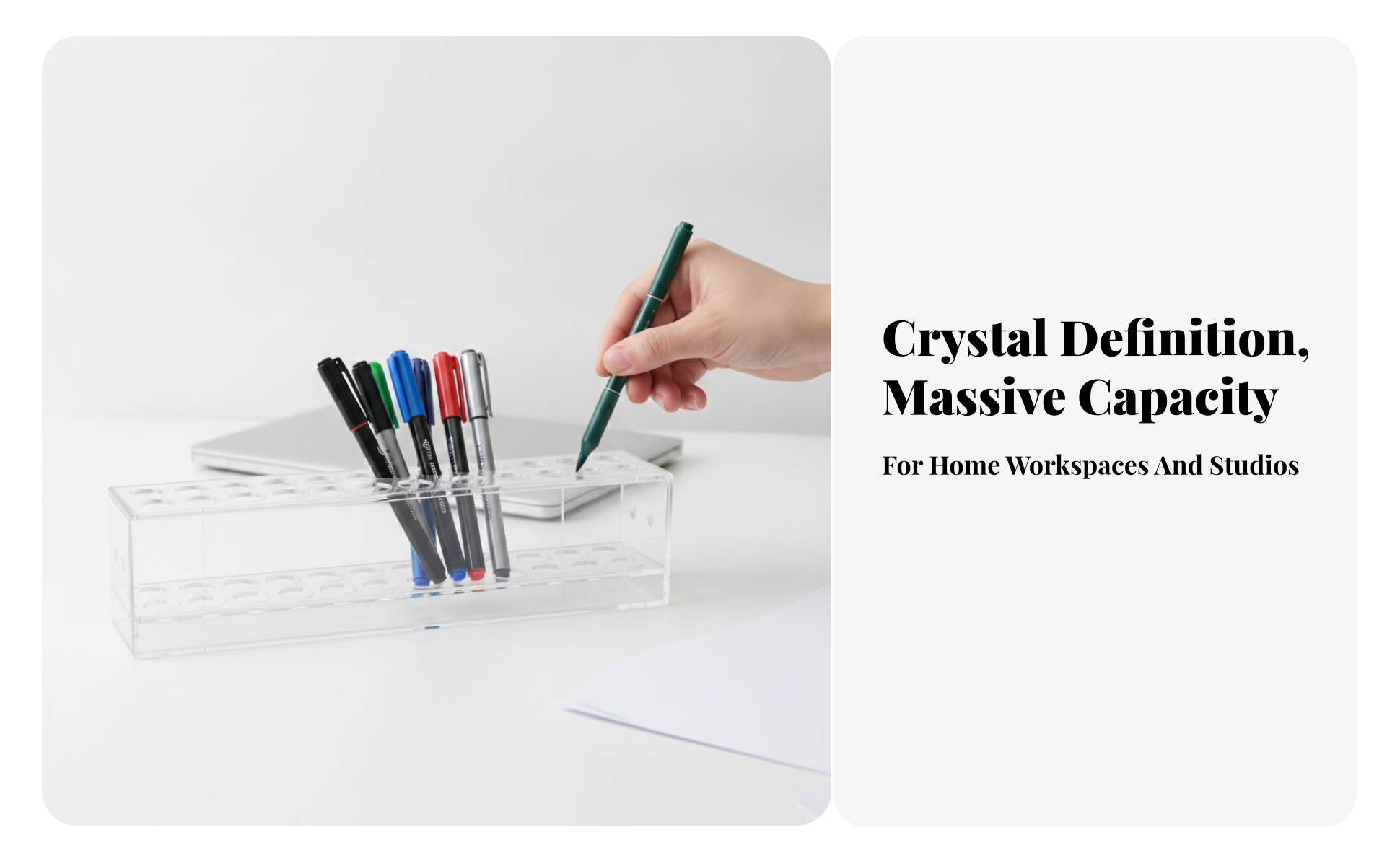 Porte-Feutre de Bureau Moderne Porte-Stylo Transparent avec Trous Stable