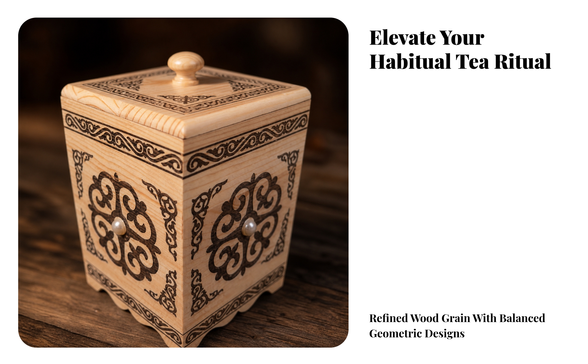 Wooden Storage Container with Lid Decorative Wooden Tea Box Artisan