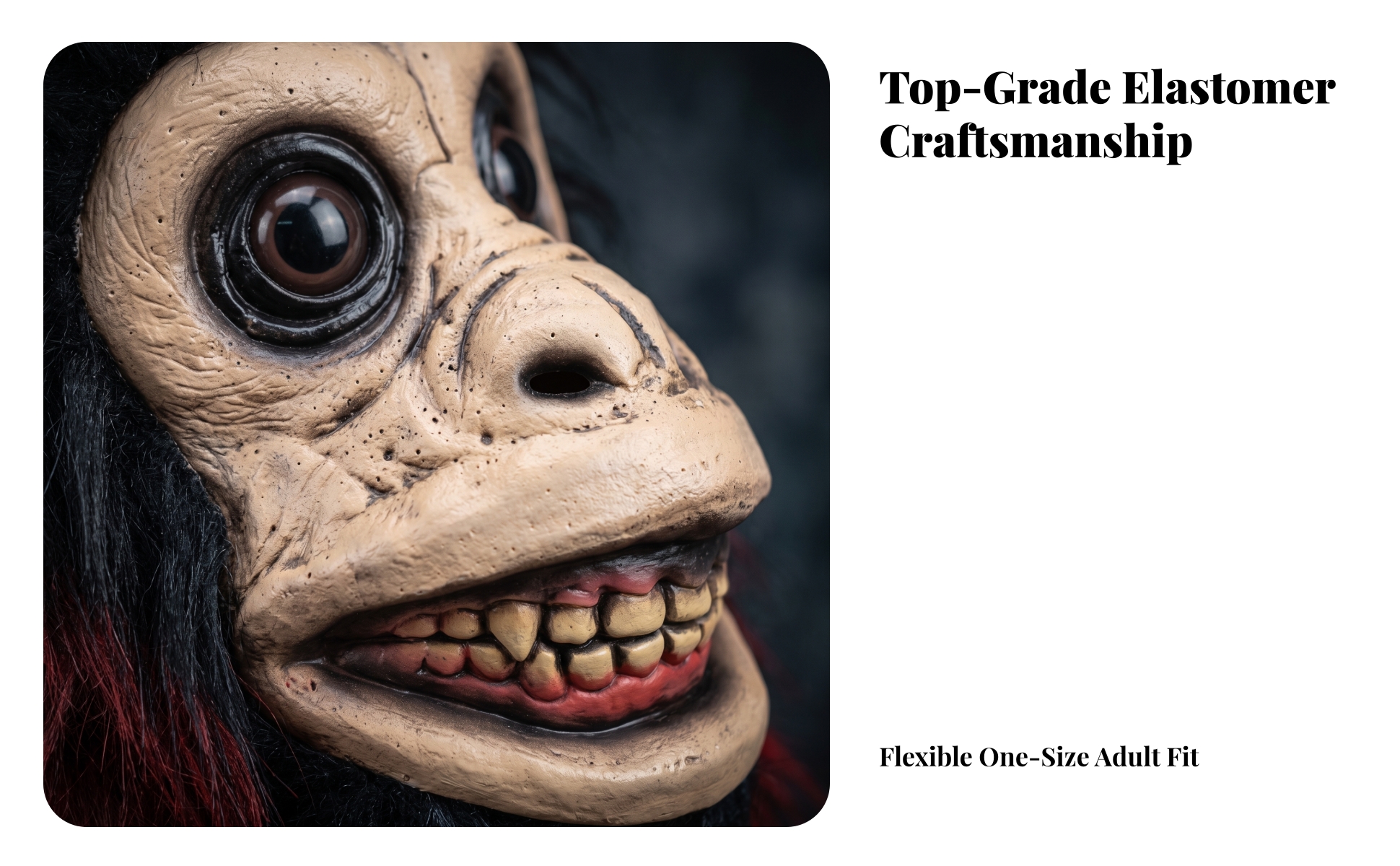Ape Mask Trim-to-Fit Gorilla Mask Creepy for Costume Parties, Adults, Cosplayers
