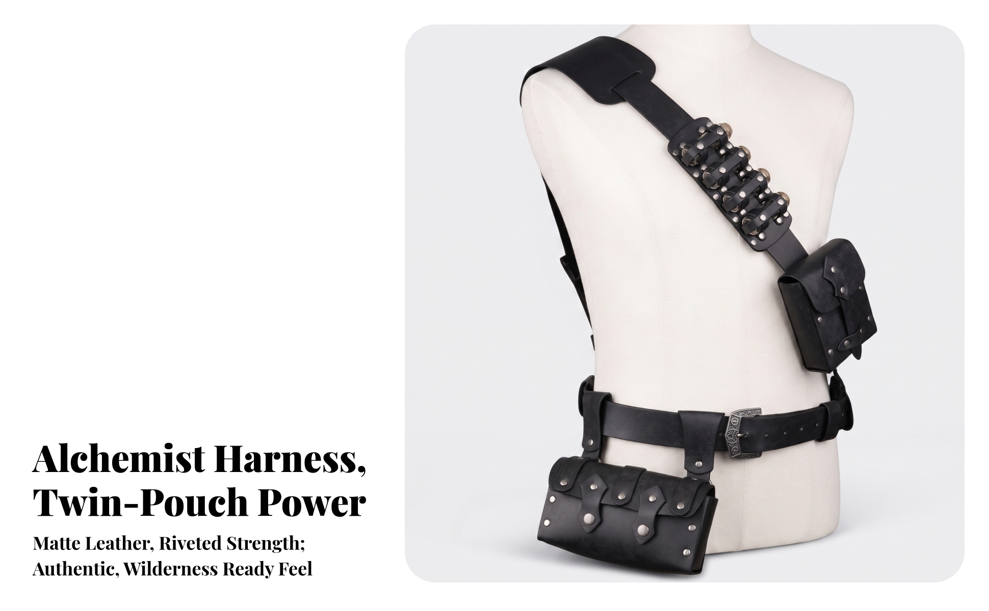 Cosplay Harness with Pouches Leather-Like Medieval Shoulder Harness with Bags