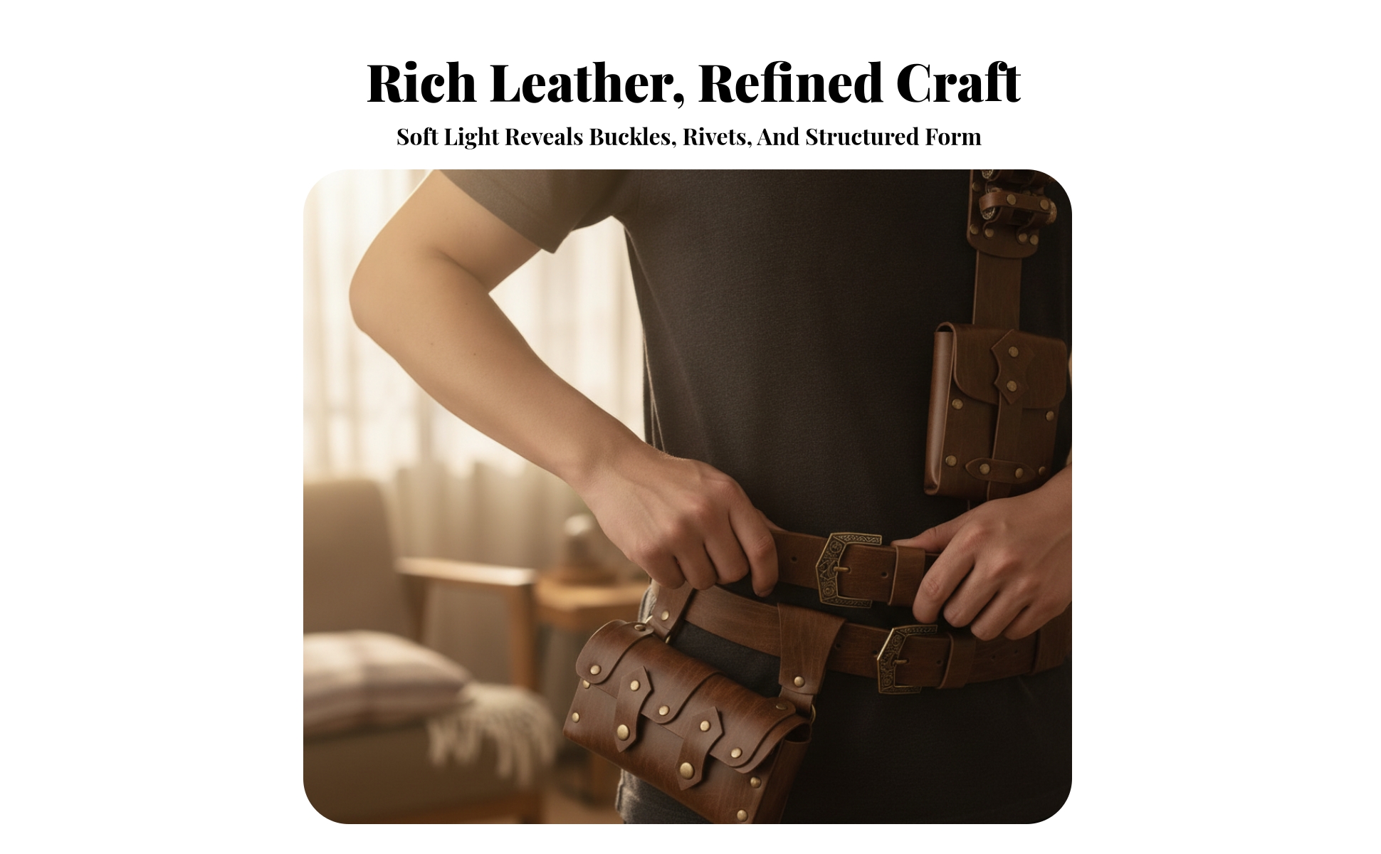 Cosplay Harness with Pouches Leather-Like Medieval Shoulder Harness with Bags