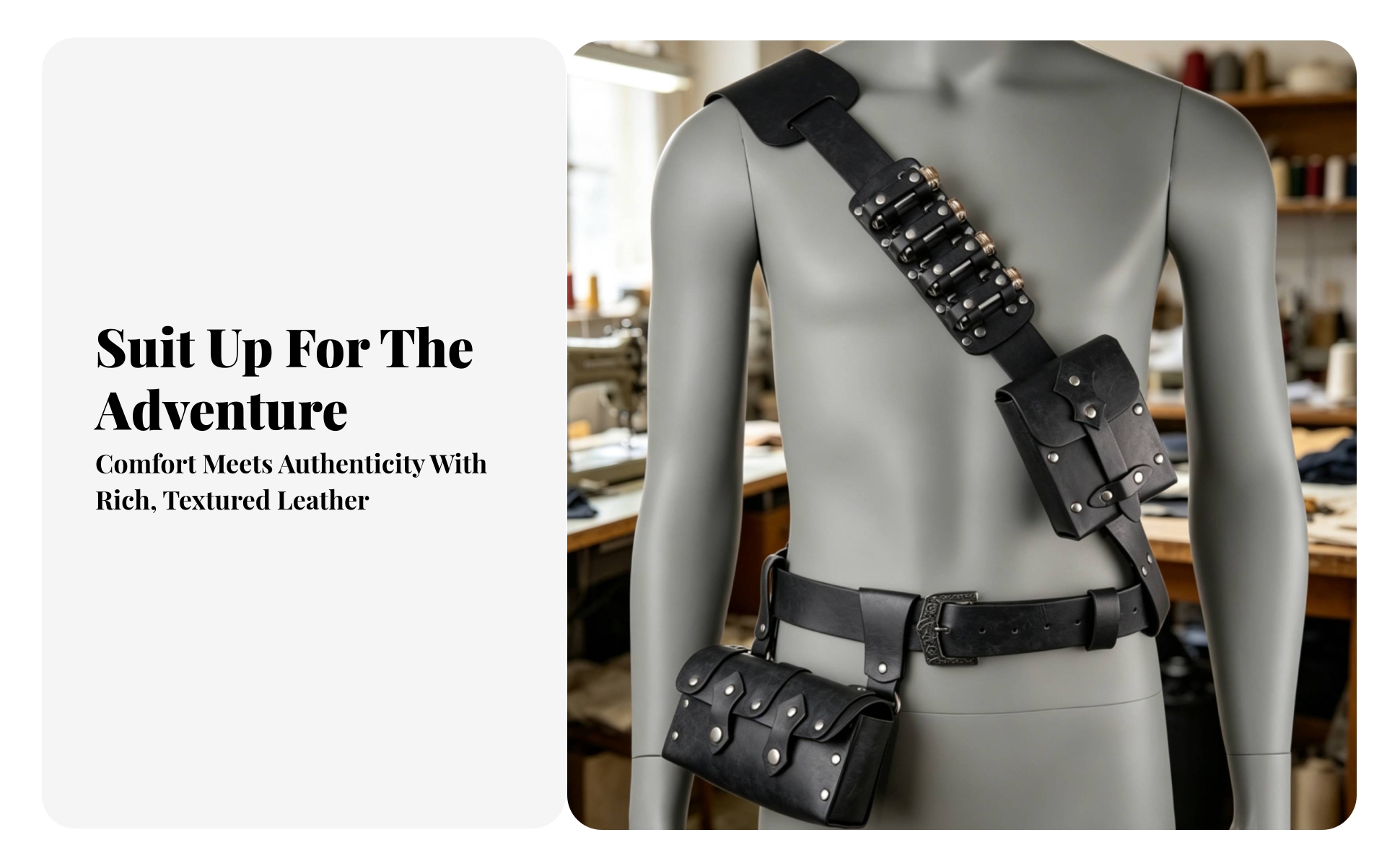 Cosplay Harness with Pouches Leather-Like Medieval Shoulder Harness with Bags