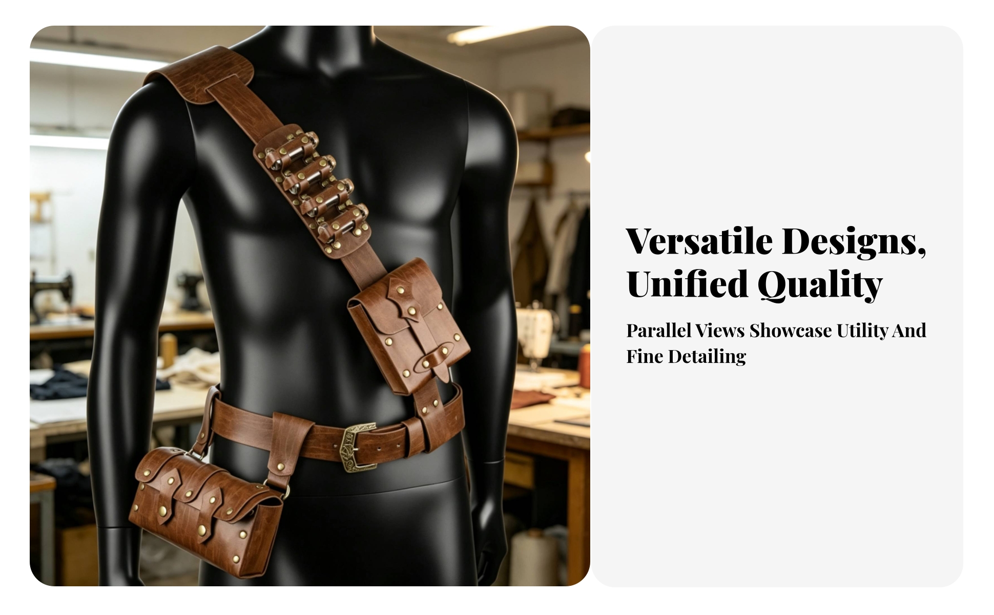 Cosplay Harness with Pouches Leather-Like Medieval Shoulder Harness with Bags