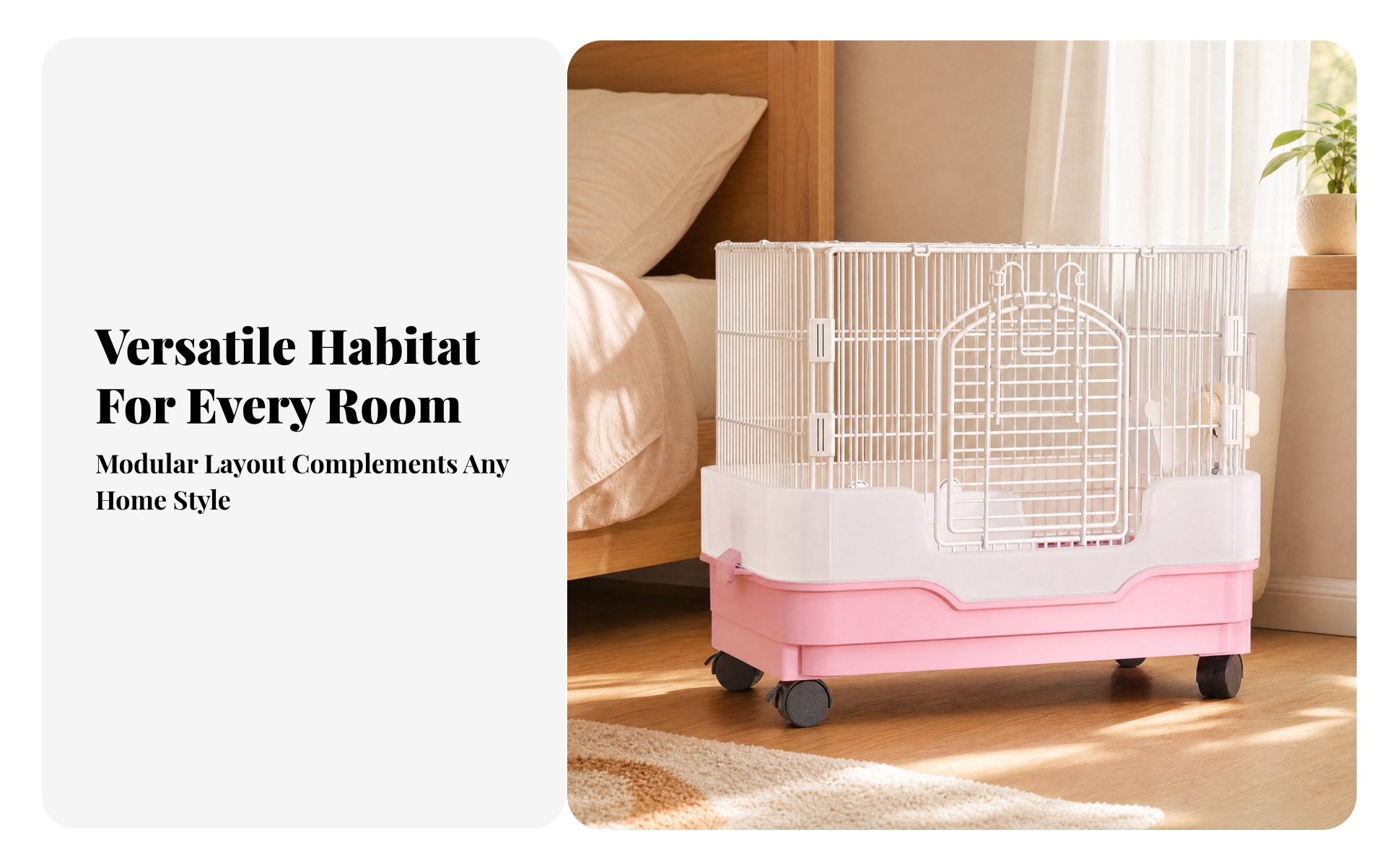Small Pet Habitat Easy to Clean Small Pet Cage with Caster Wheels Spacious