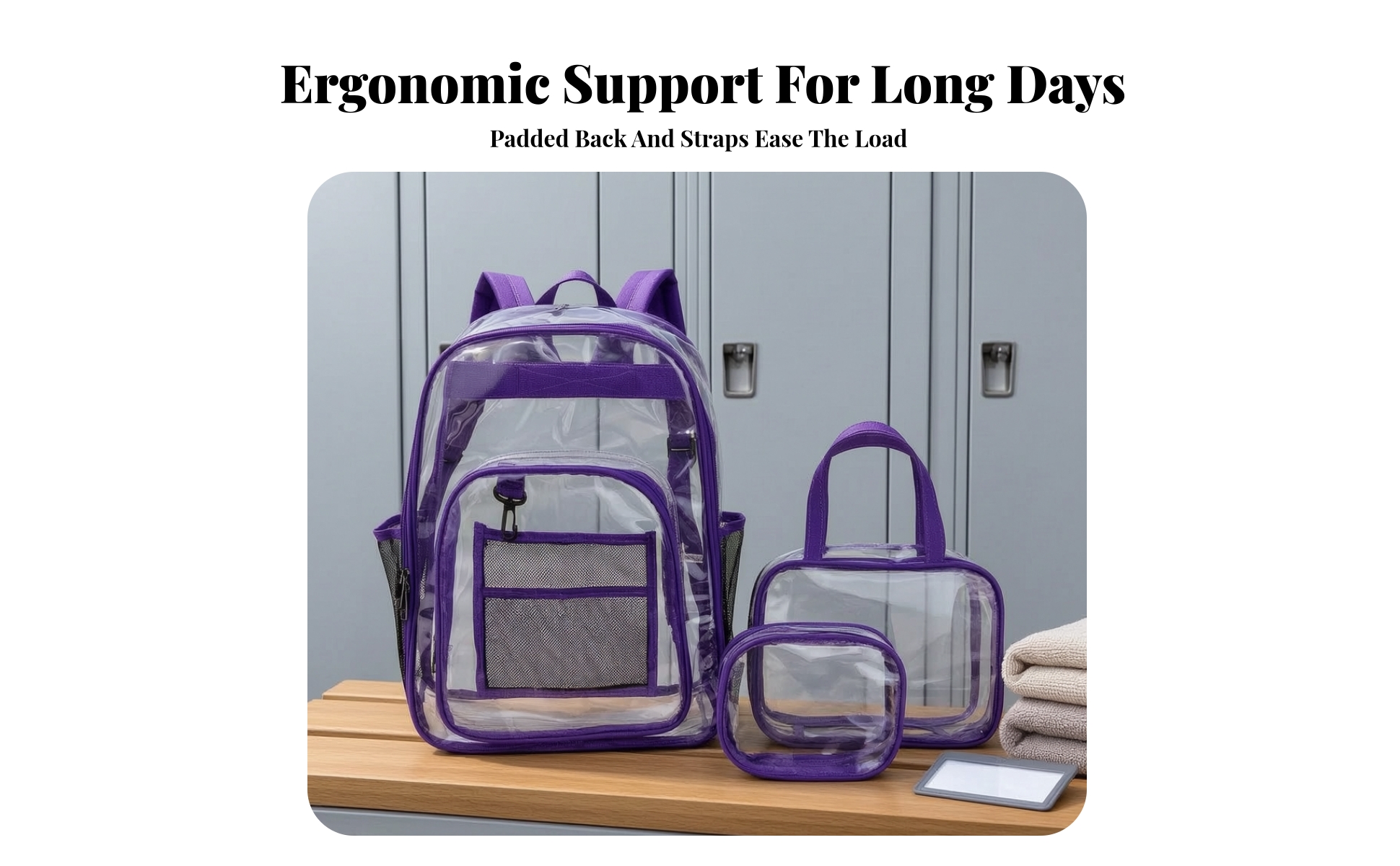 Clear Backpack with Laptop Compartment Water-Resistant for Commuting, School