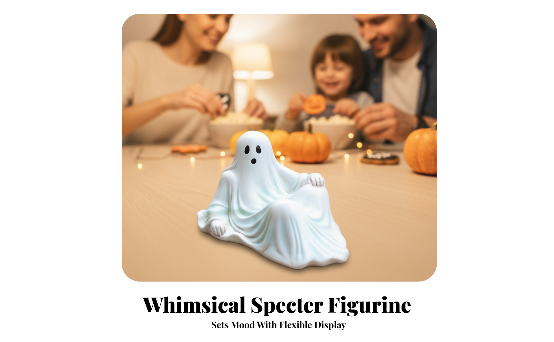 Ghost Figurine with Draped Sheet Body Hand-Finished for Autumn Decorating