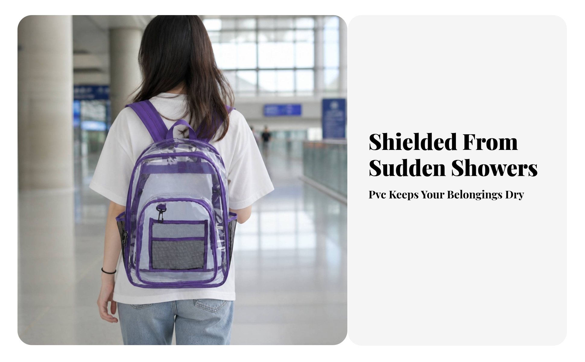 Clear Backpack with Laptop Compartment Water-Resistant for Commuting, School