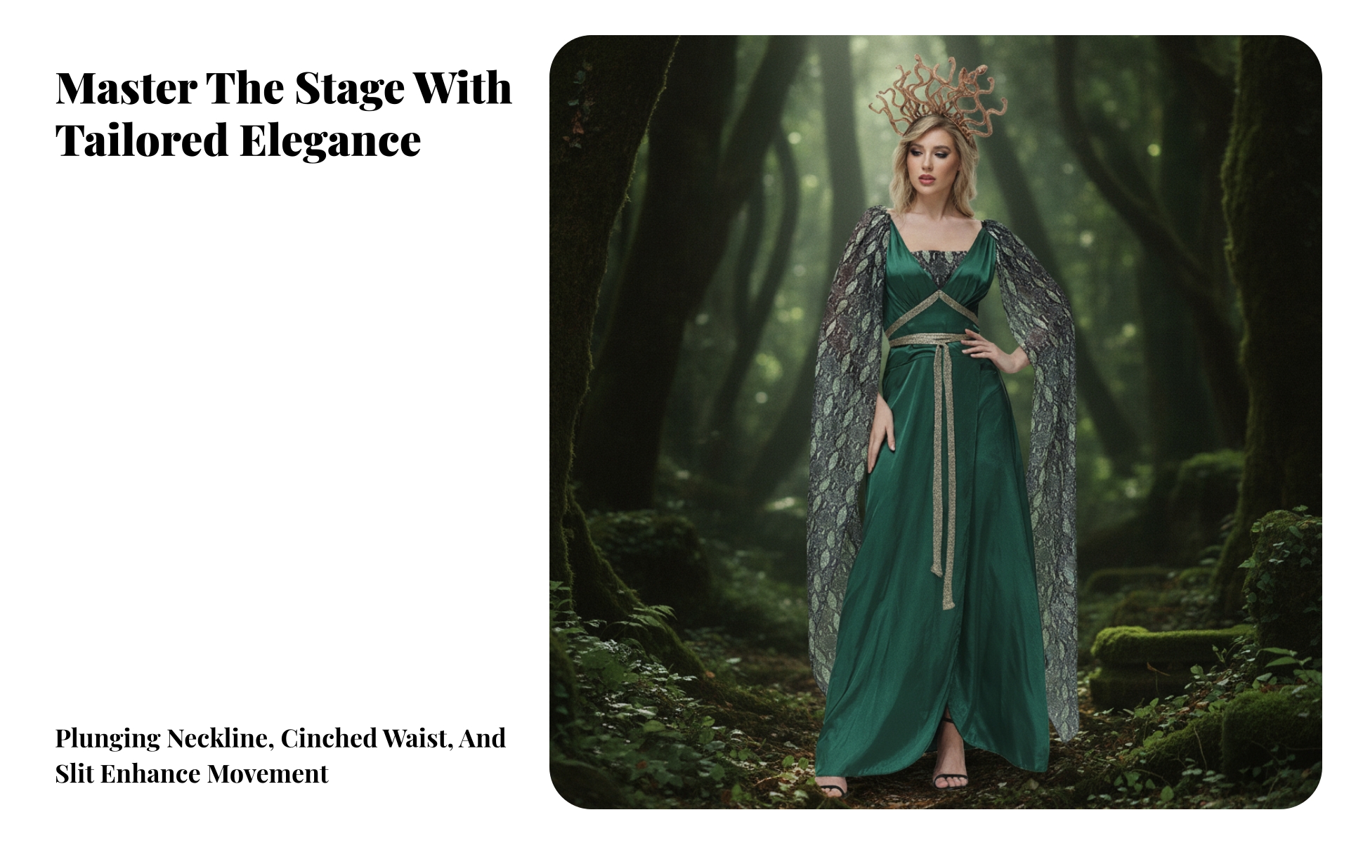 Gorgon Costume Mythical Costume Dress with Headpiece Snake-Like for Halloween