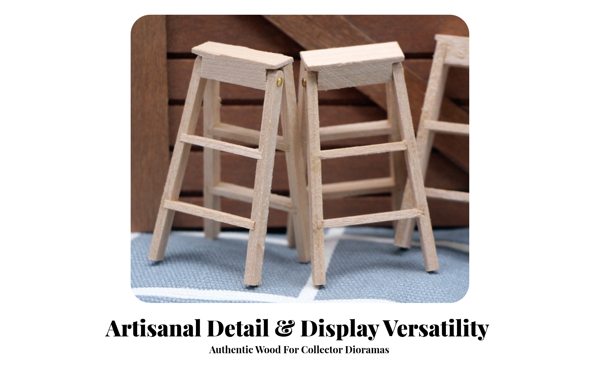 Dollhouse Accessory Lightweight Miniature Natural-Wood Folding Step Ladder