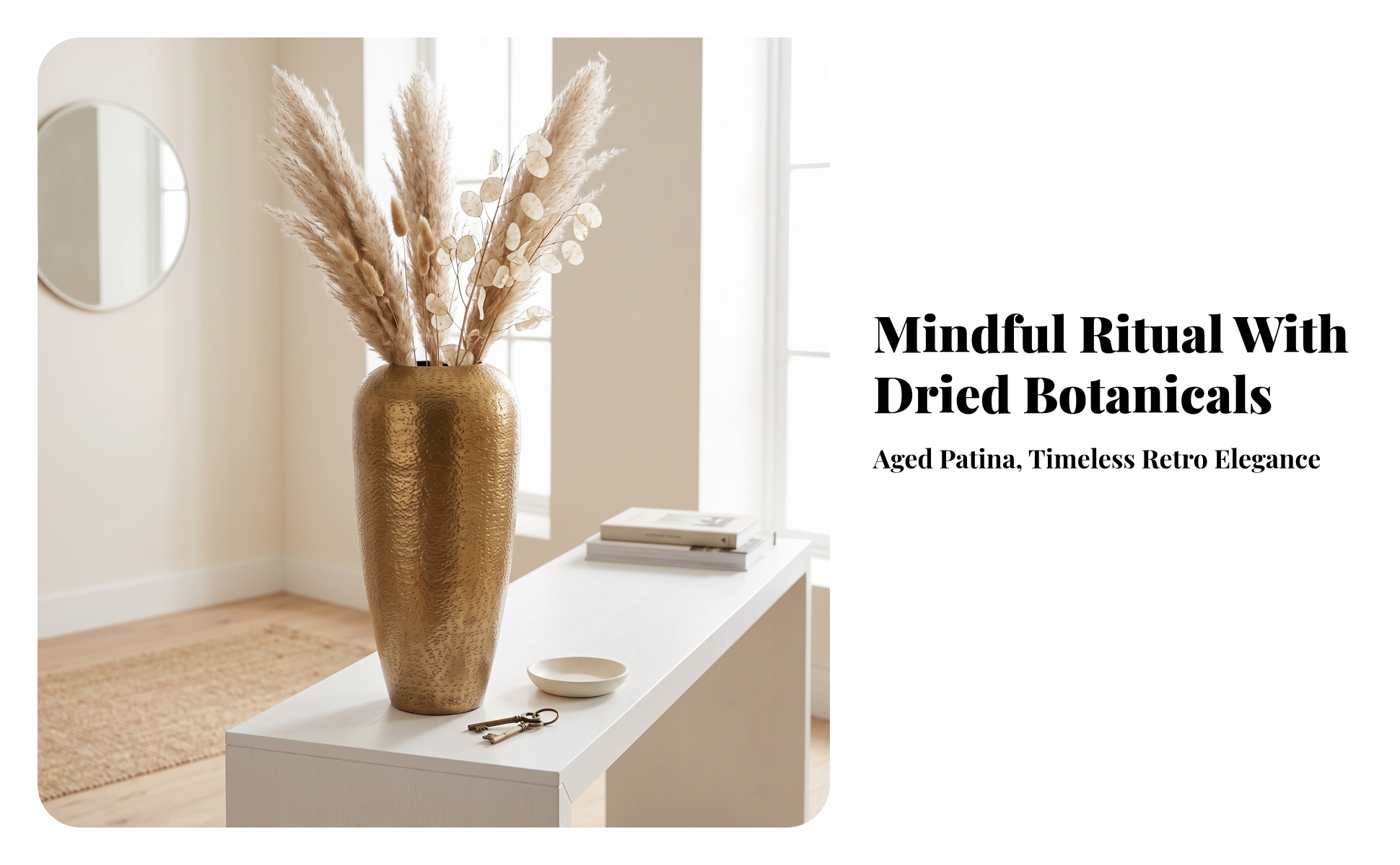 Aluminum Vase Hammered Decorative Vase Electroplated for Entryway, Minimalists