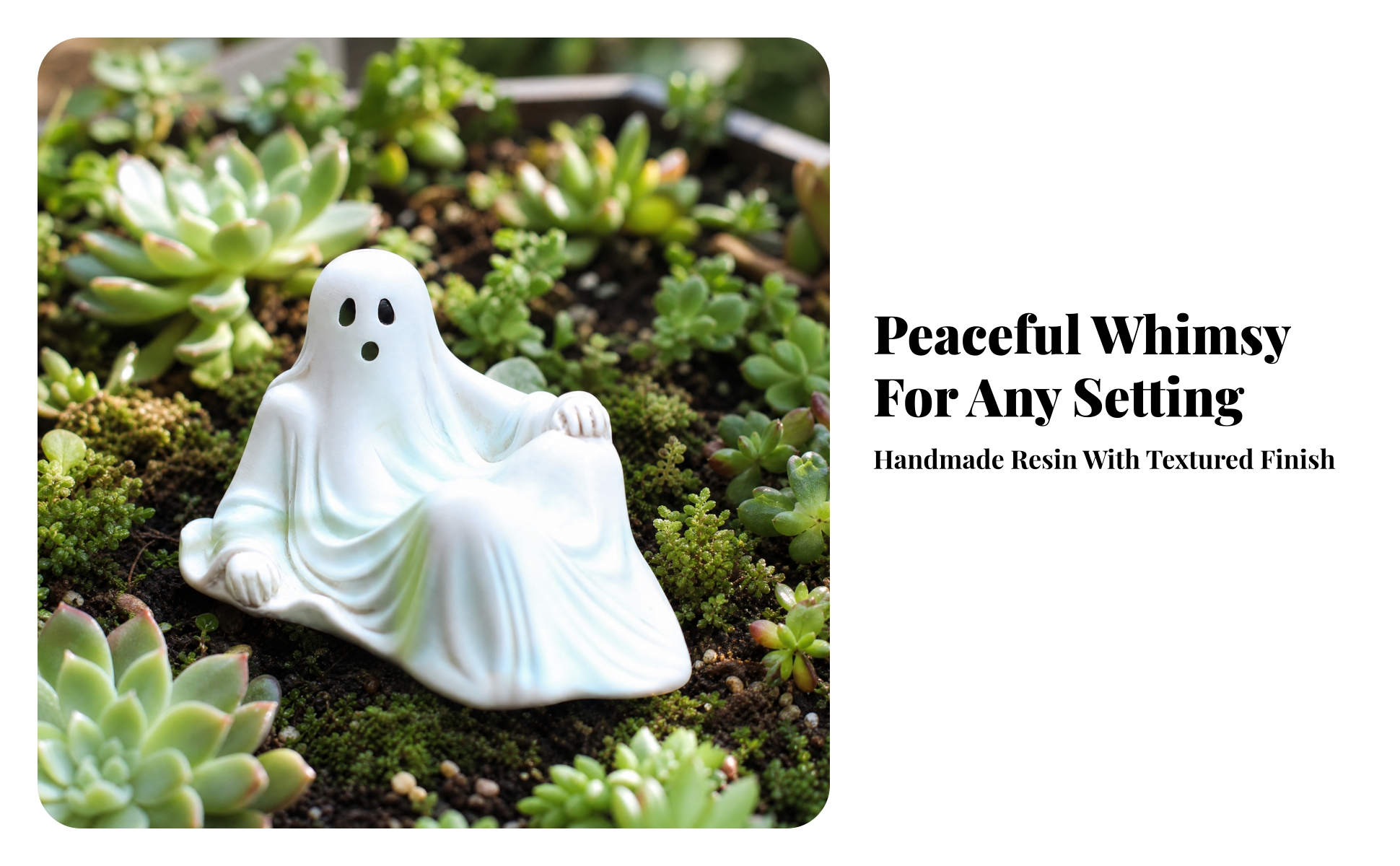 Ghost Figurine with Draped Sheet Body Hand-Finished for Autumn Decorating