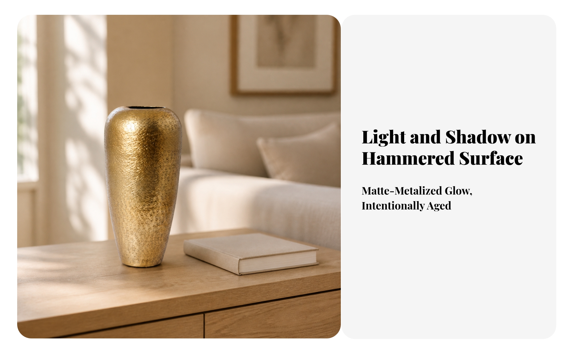 Aluminum Vase Hammered Decorative Vase Electroplated for Entryway, Minimalists