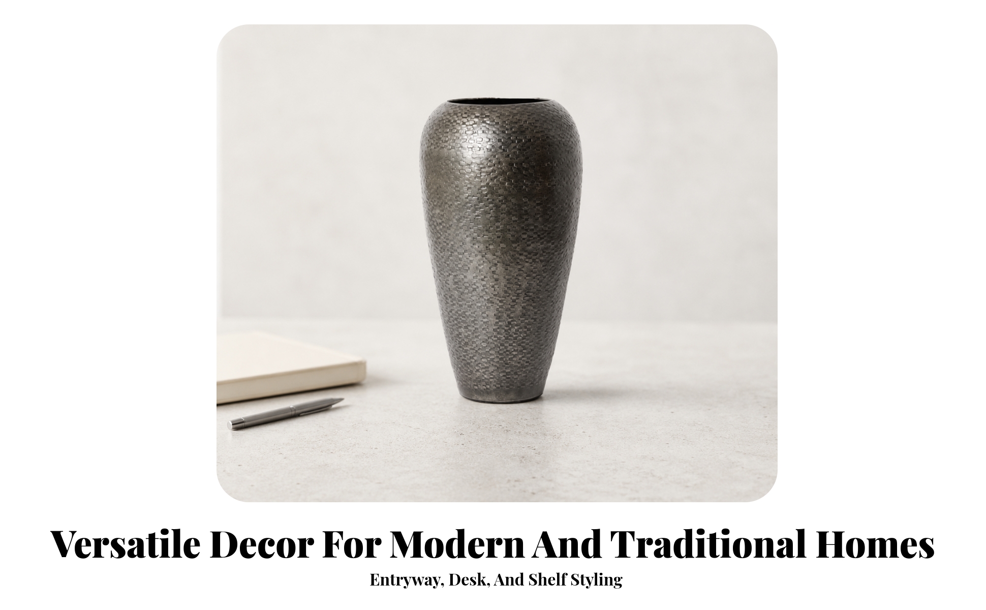 Aluminum Vase Hammered Decorative Vase Electroplated for Entryway, Minimalists