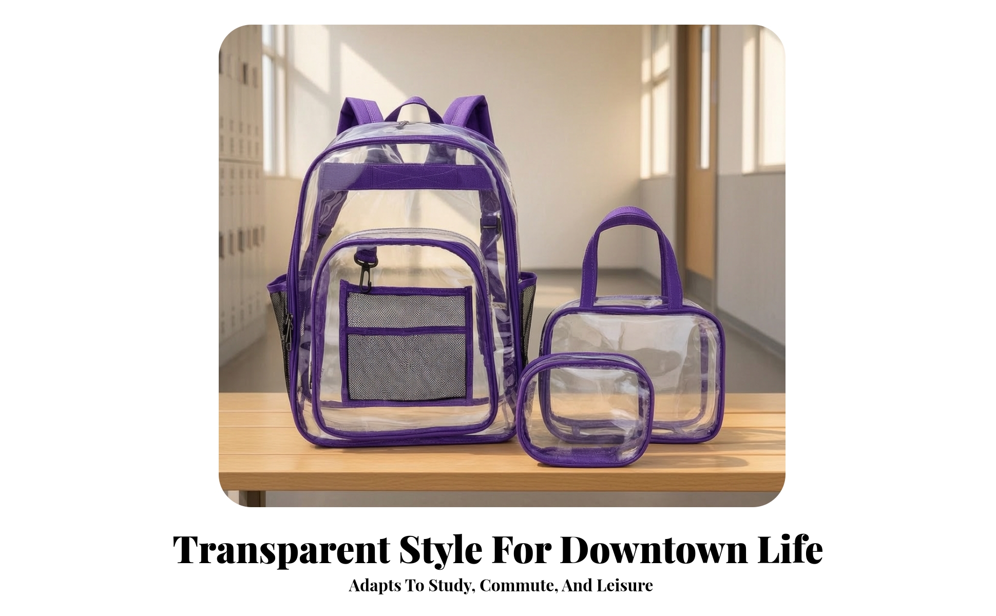 Clear Backpack with Laptop Compartment Water-Resistant for Commuting, School