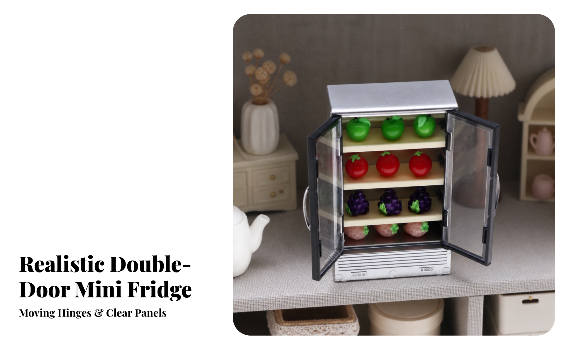Mini-Kühlschrank-Modell realistisch doppeltüriger Miniatur-Kühlschrank
