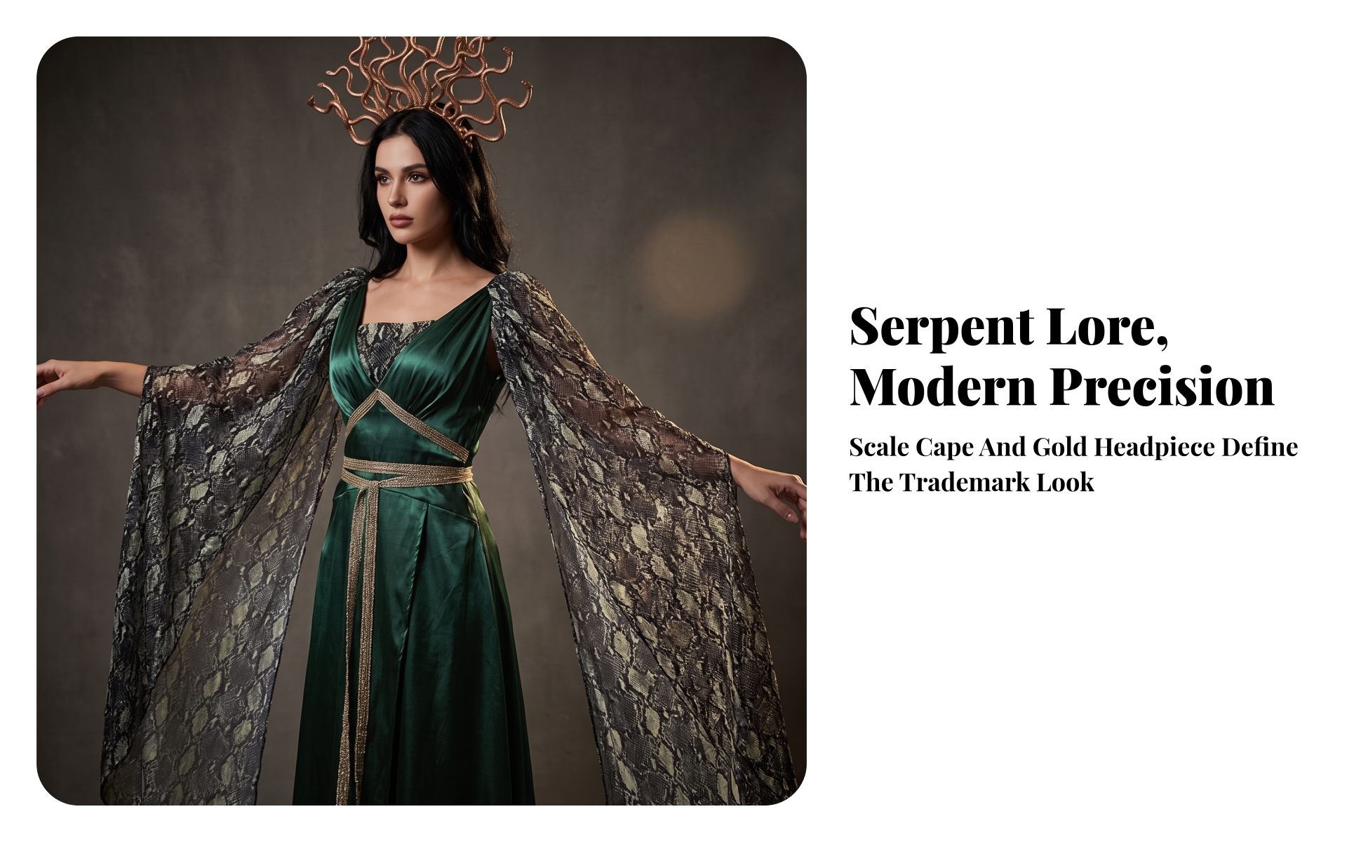 Gorgon Costume Mythical Costume Dress with Headpiece Snake-Like for Halloween