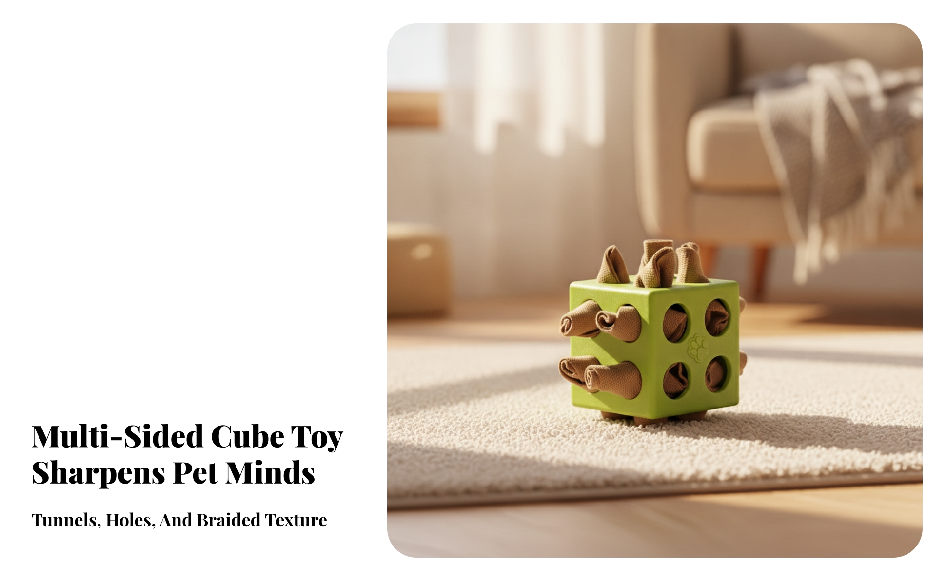 Dog Toy Sniffing Cube-Shaped Interactive Dog Toy Chewable for Indoor Play, Dogs